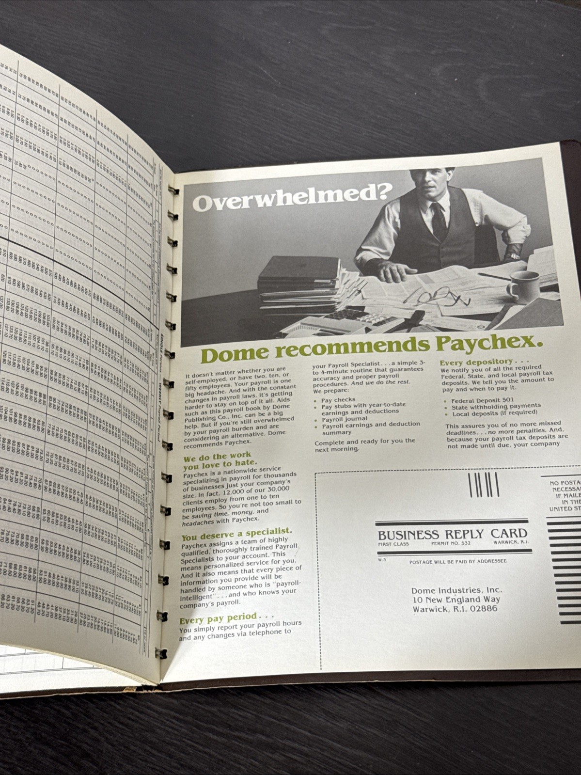 Vintage 1985 Dome Simplified Weekly Bookkeeping Record No. 600:Picchione Unused