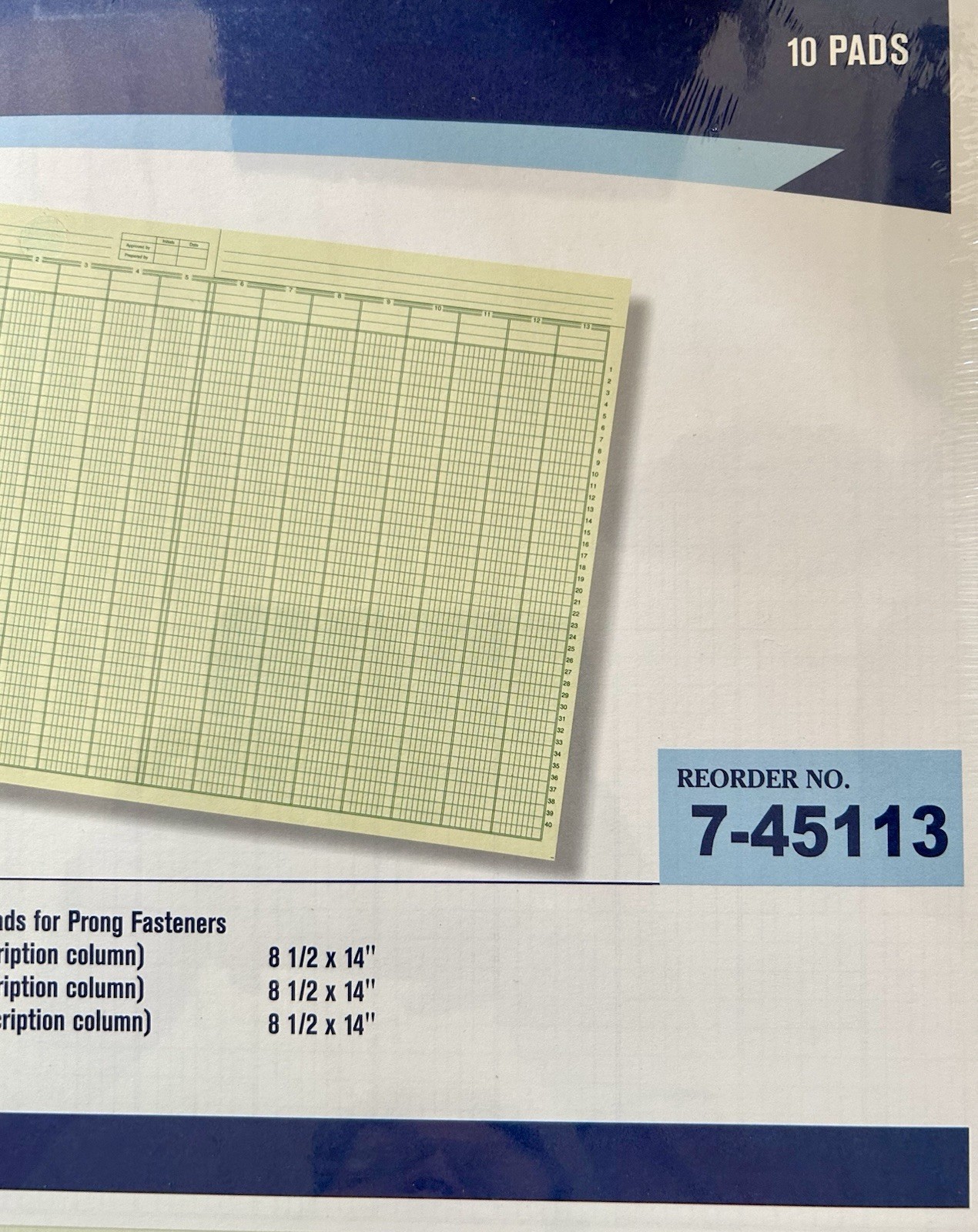 10 Quill Columnar Pads 13 Columns For 3 Ring Binders 7-45113 50 Pages Each Seale