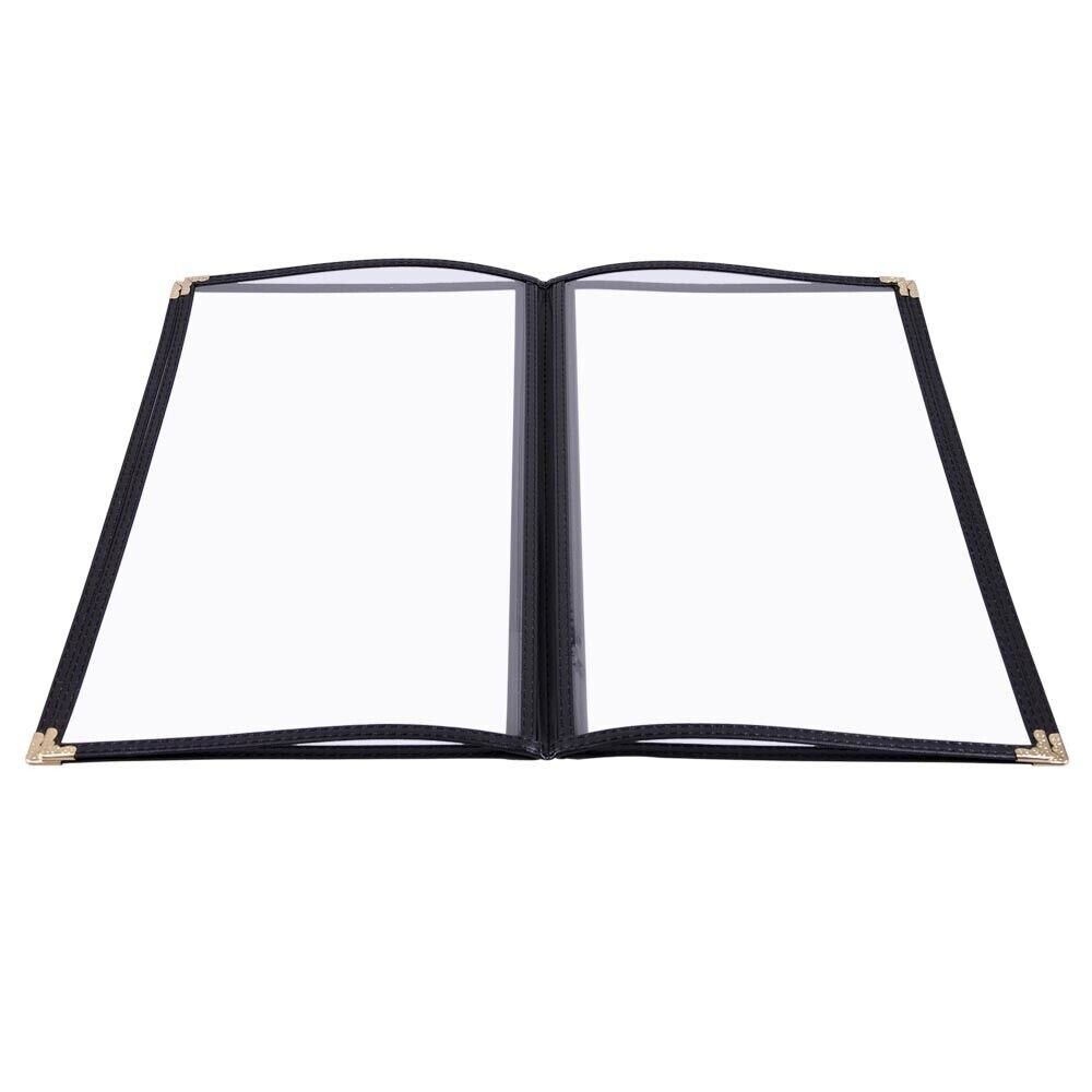 (50 Pack) Black Menu Covers – Four Page, 8 Views, Fits 8.5 x 11 Inch