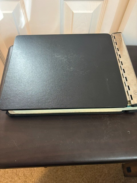 Vintage National 2 Post Metal Spine Accounting Ledger Binder Black USA w/Sheets