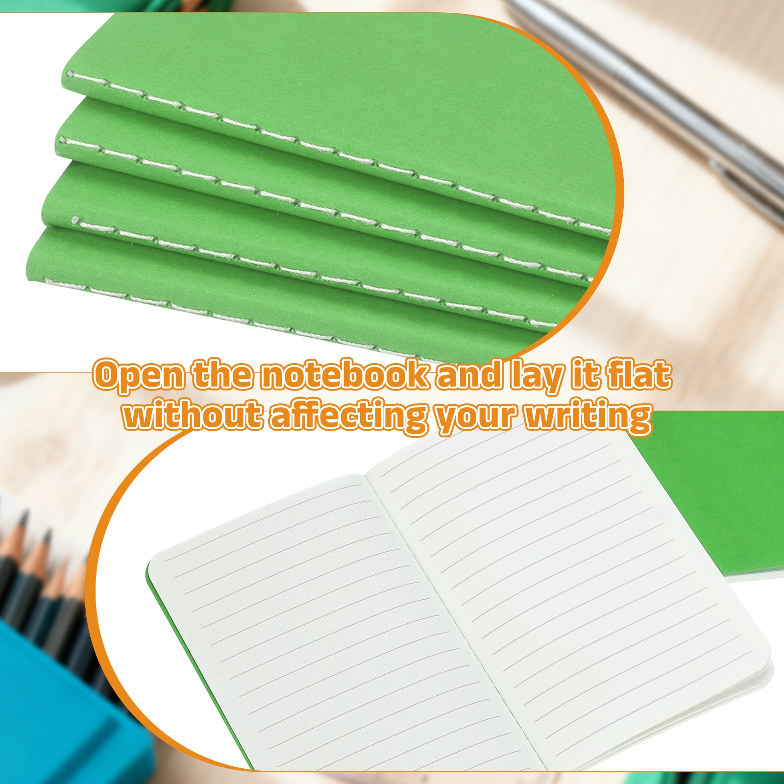 6 Pack A6 Notebook, A6 Journal Mini Notebook Pocket Kraft,Green