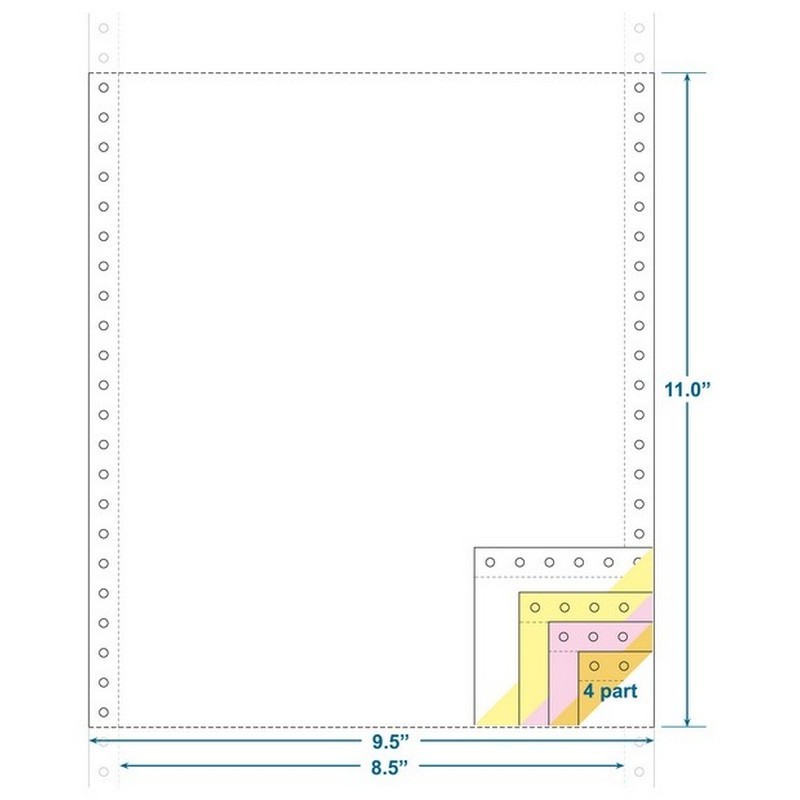 4-Ply Carbonless Paper, White/Canary/Pink/Gold, Form Size 9-1/2″ x 11″ (W x H)