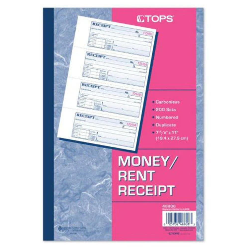 Tops 46806 2-Sets, Money & Rent Receipt Books,Two-Part Carbonless, 200/ Per Book