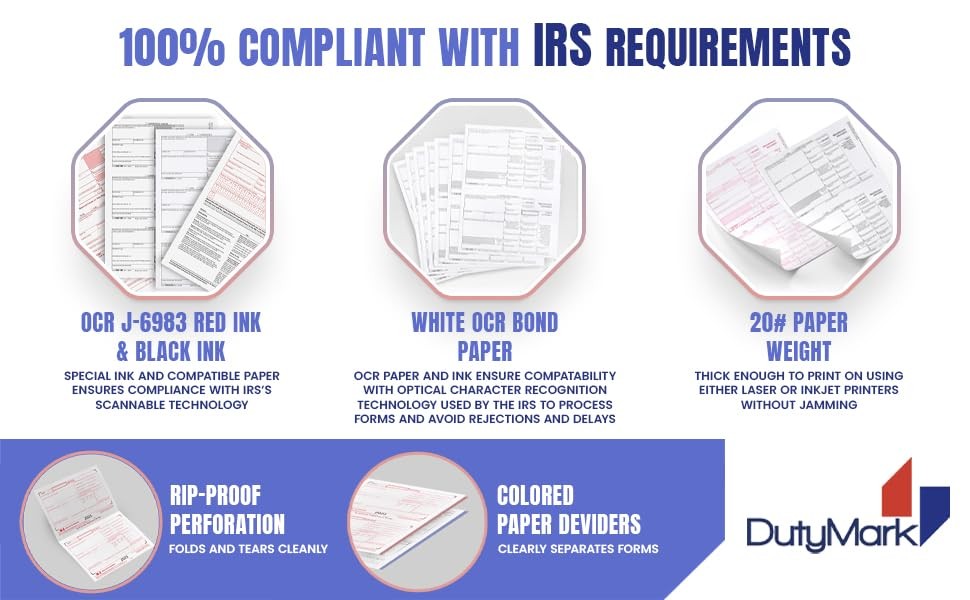 W2 Forms 2025 Copy A 50 Sheets W-2 Federal Income Laser tax Forms Red Ink Las…