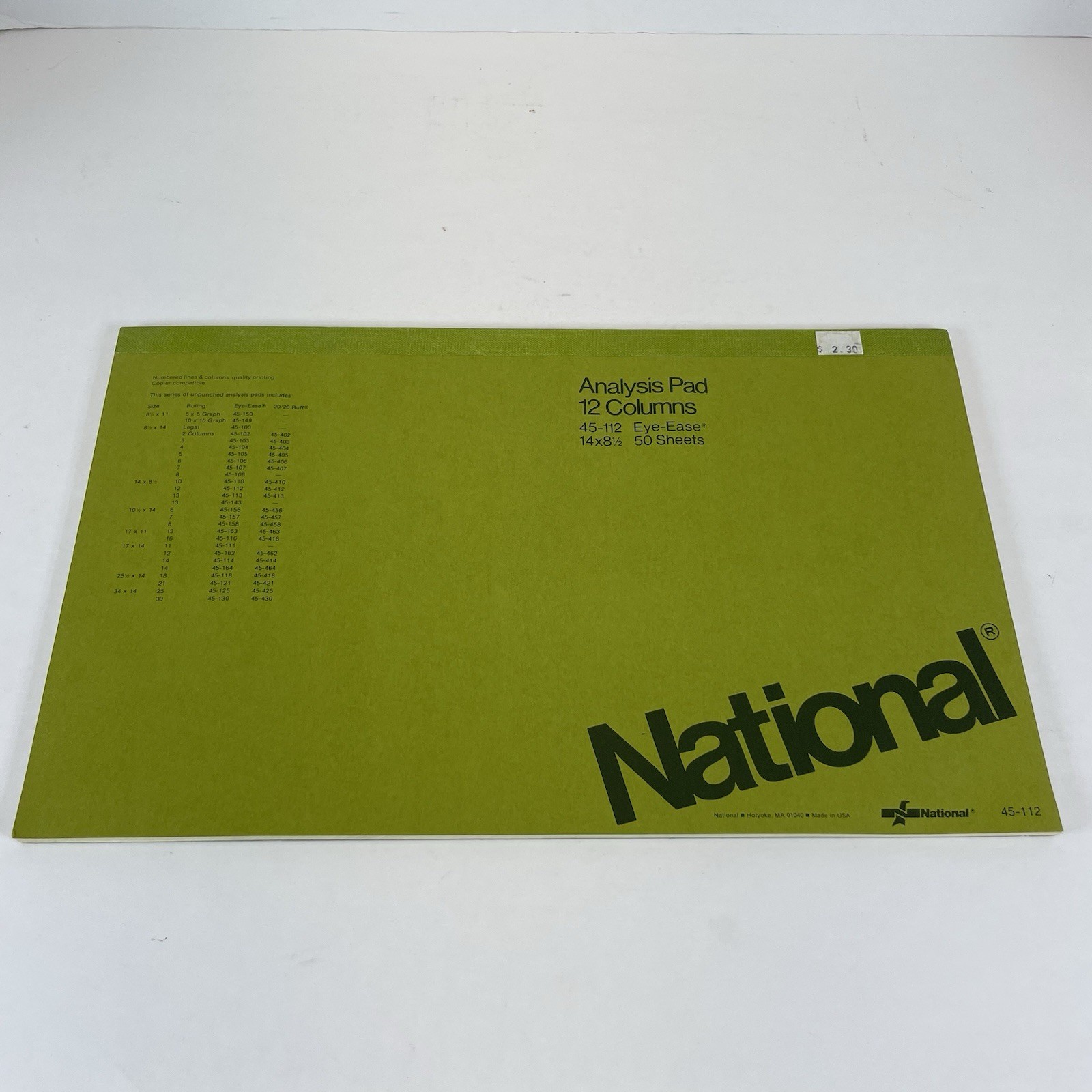 NATIONAL Analysis Pad 12 Column Paper 14 X 8.5″ refill 50 Sheets 45-112 NEW