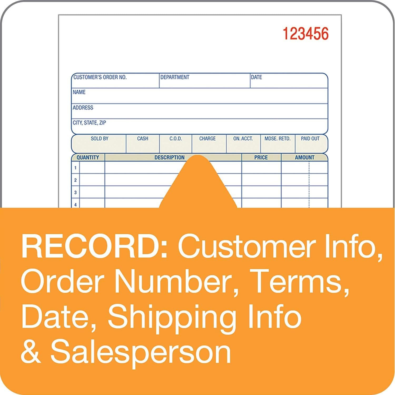 Adams Sales Order Book, 3-Part, Carbonless, White/Canary/Pink, 5-9/16″ X 8-7/16″