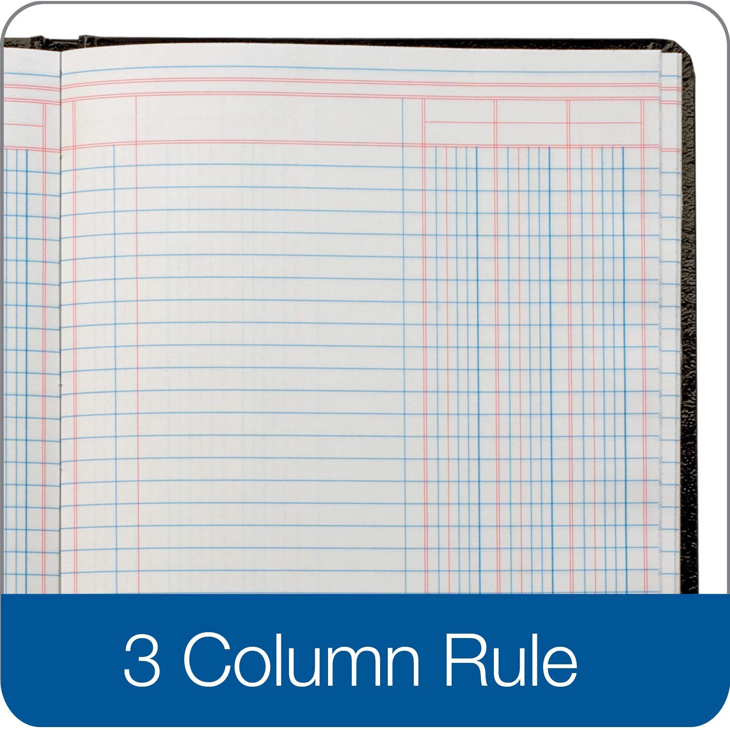 Adams Account Book, 7 x 9.25 Inches, Black, 3-Columns, 80 Pages 1 PACK, Black
