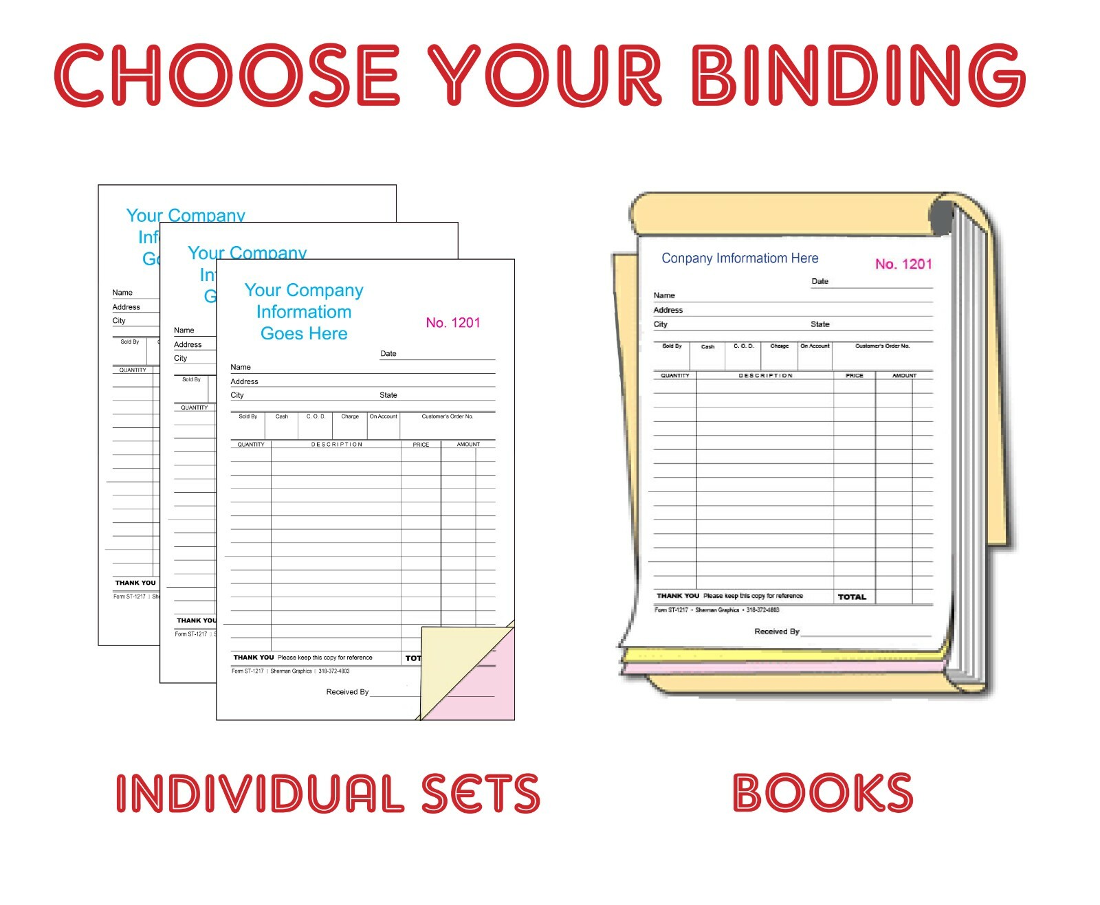 GUNSMITH INVOICE CUSTOM PRINTED 2 or 3 Part Carbonless Forms