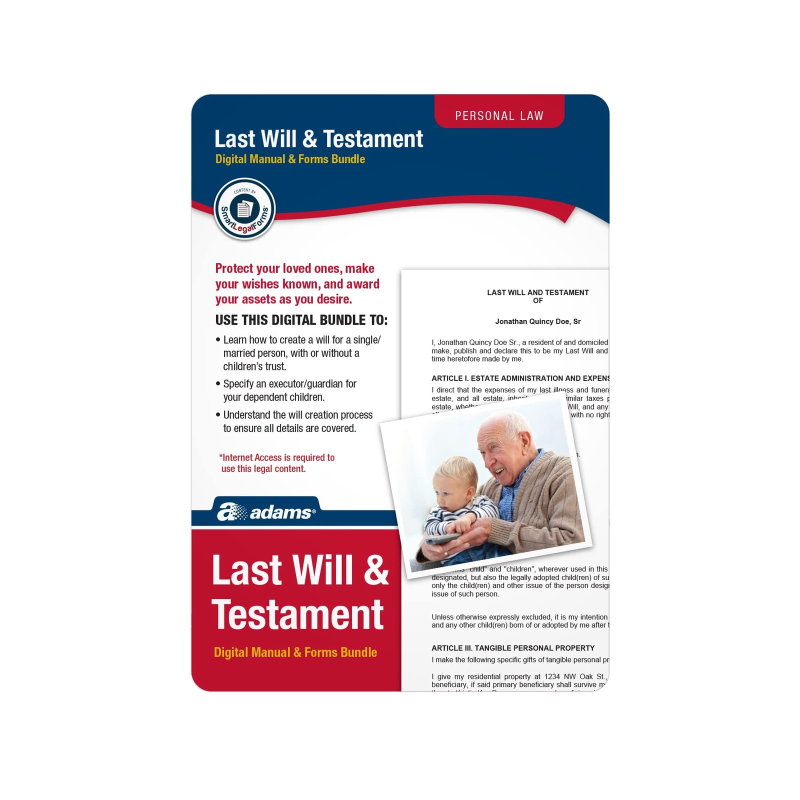 Adams Prepare A Last Will and Testament, Downloadable Product Details White