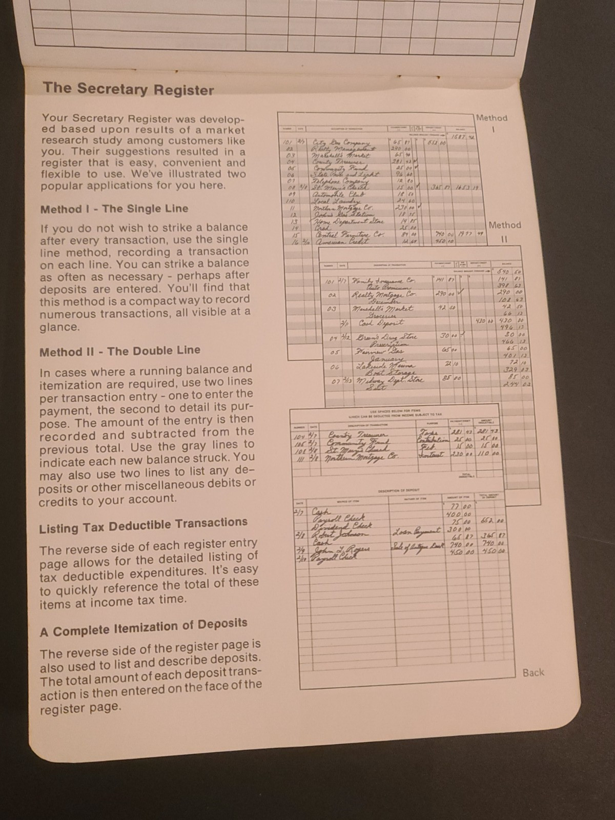 VTG Checking Account Ledger Payment Record Notebook / Check Disbursement Log (B)