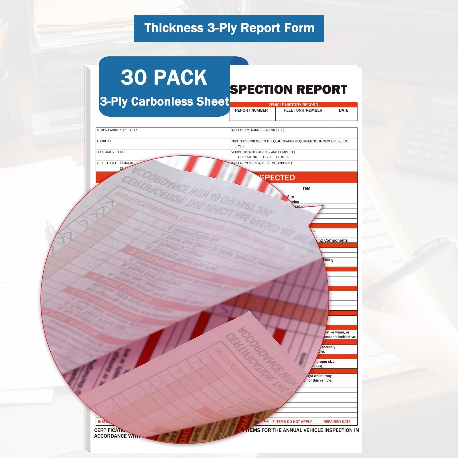 2 in 1 Organization Kit 30 Pack Carbonless Forms with Hardboard and Red Aluminum
