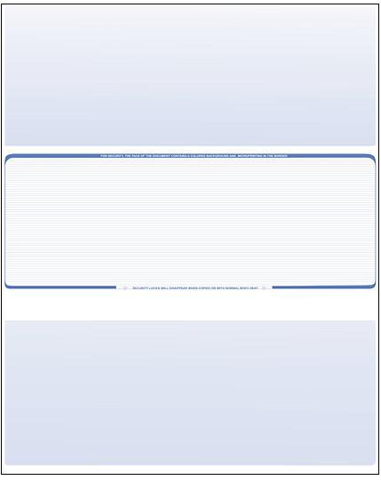 2500 Blank Check Stock Paper – Check in Middle – Blue Pinstripe
