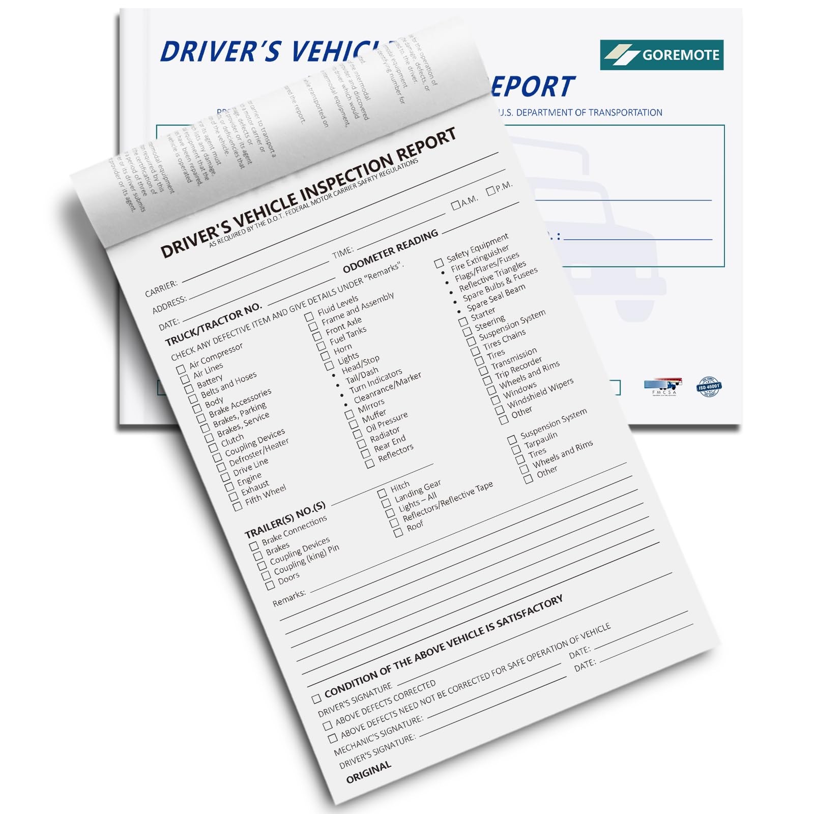 Detailed Driver’s Vehicle Inspection Report, Daily Pre Trip Book…
