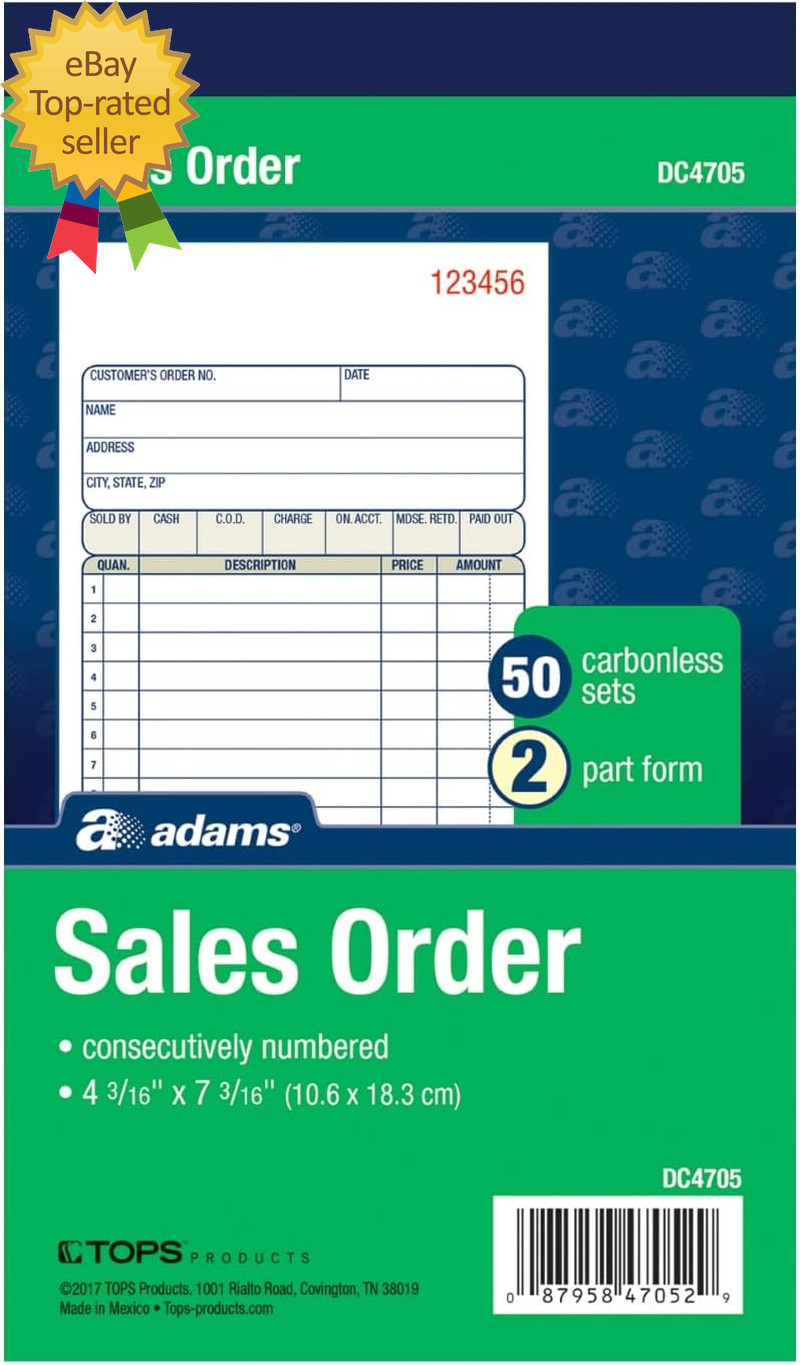 Sales Order Book 2 Part Carbonless White Canary 4 3 16 X 7 3 16 Inches