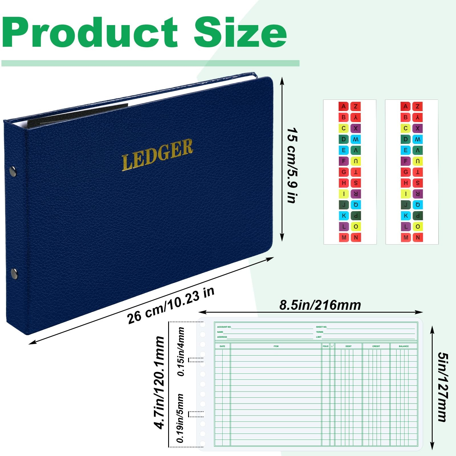 Ring Ledger Binder with 200 Pcs 5″X8.5″ Ledger Sheets Small Index Tabs
