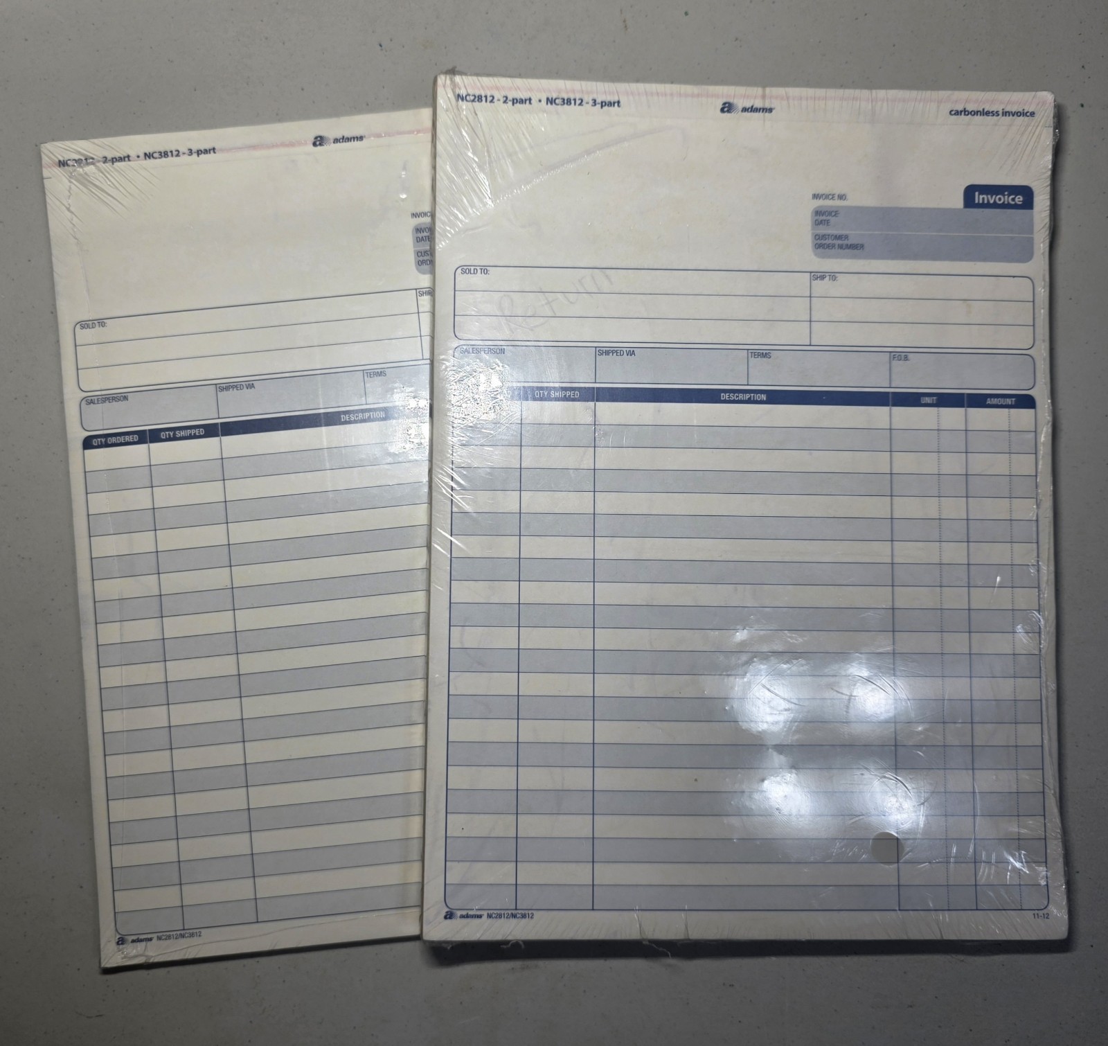 Adams Invoice Sets, 2-Part Carbonless, 8-1/2″ X 11-7/16″, NC2812-50 & NC2812