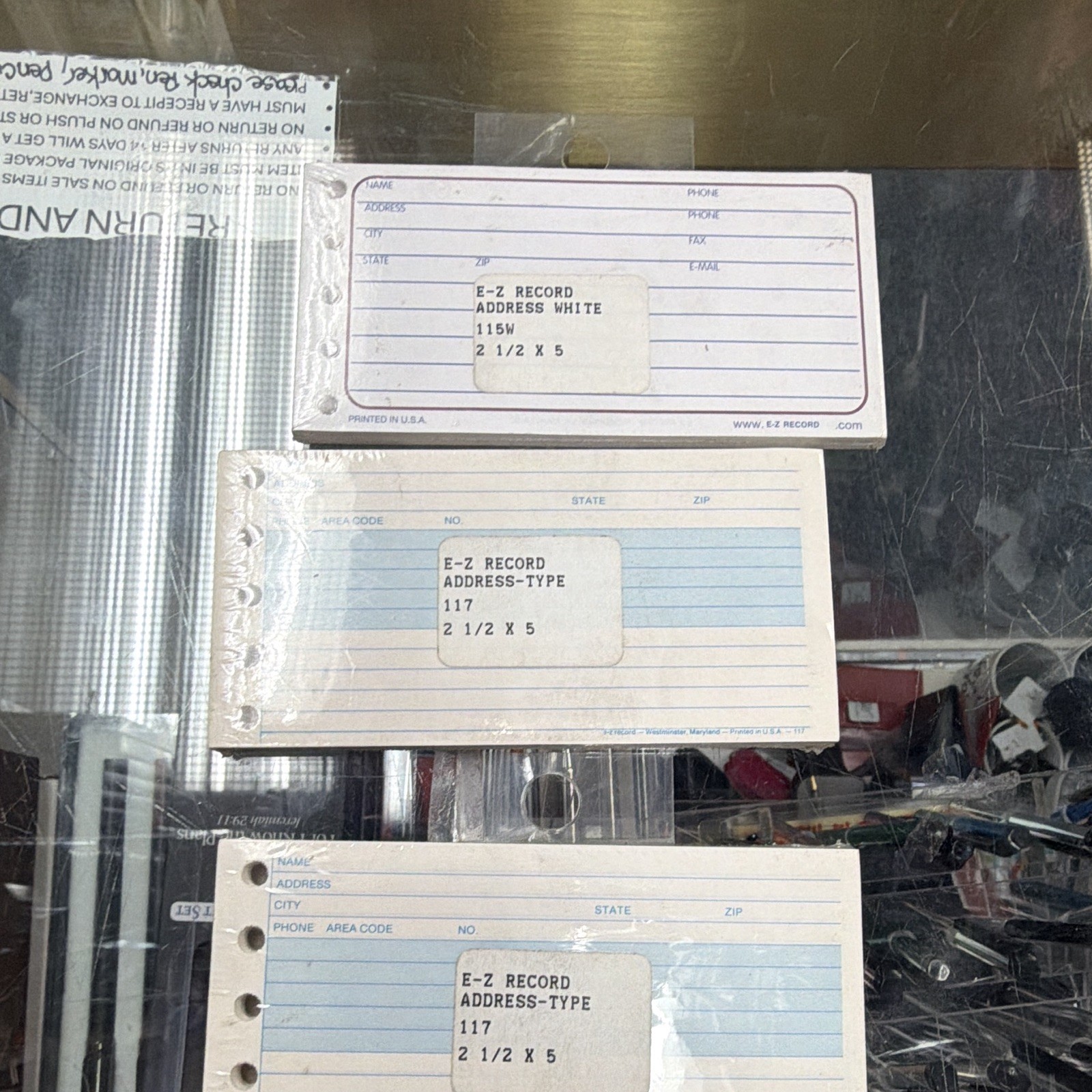 E-Z Record Address Cards Model 117 MPN 117 2 1/2 x 5 Address Record Cards