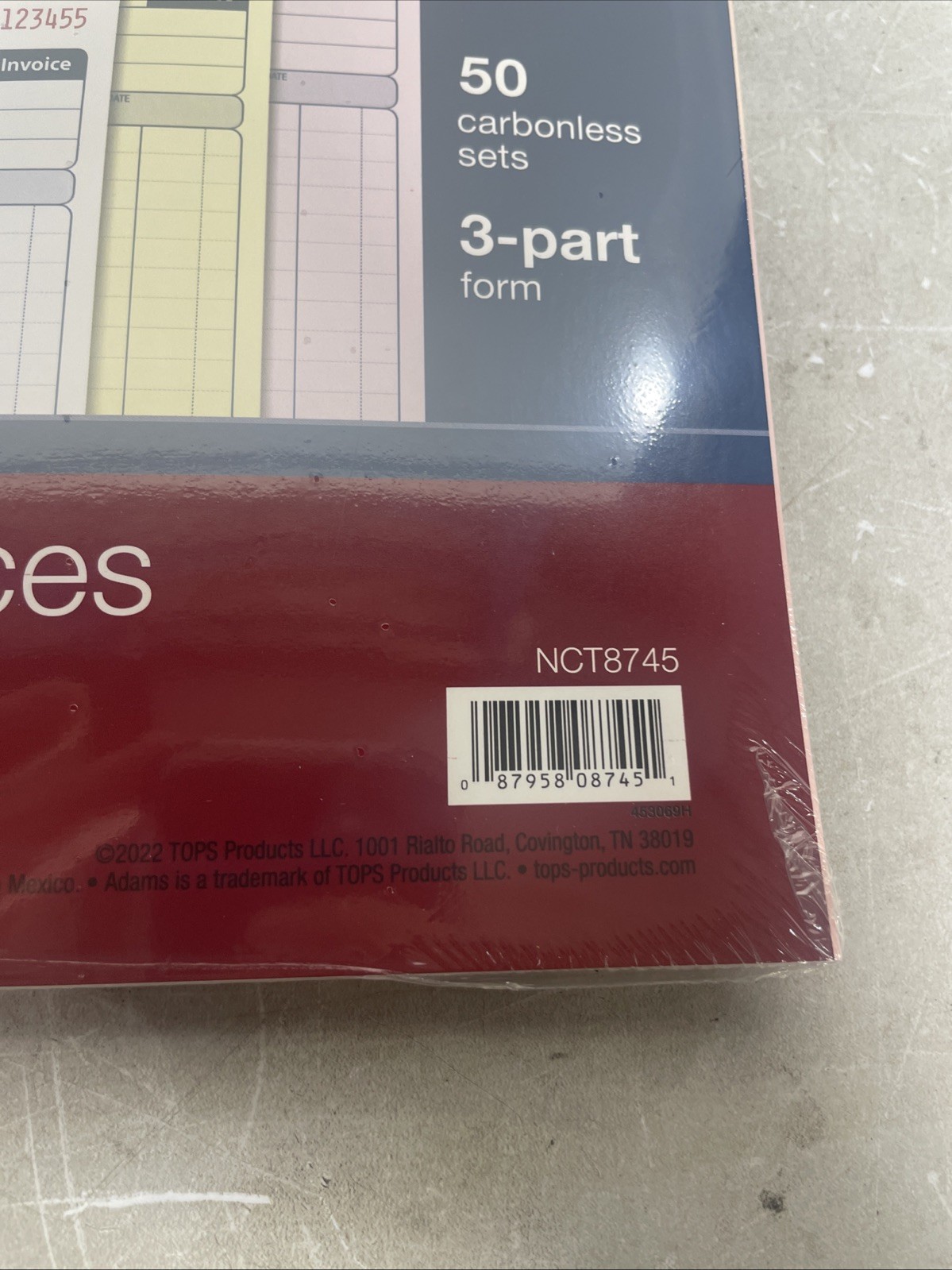3-Part Carbonless Invoice Forms – 7.44 x 8.5″ – 400 Sets, White/Canary/Pink