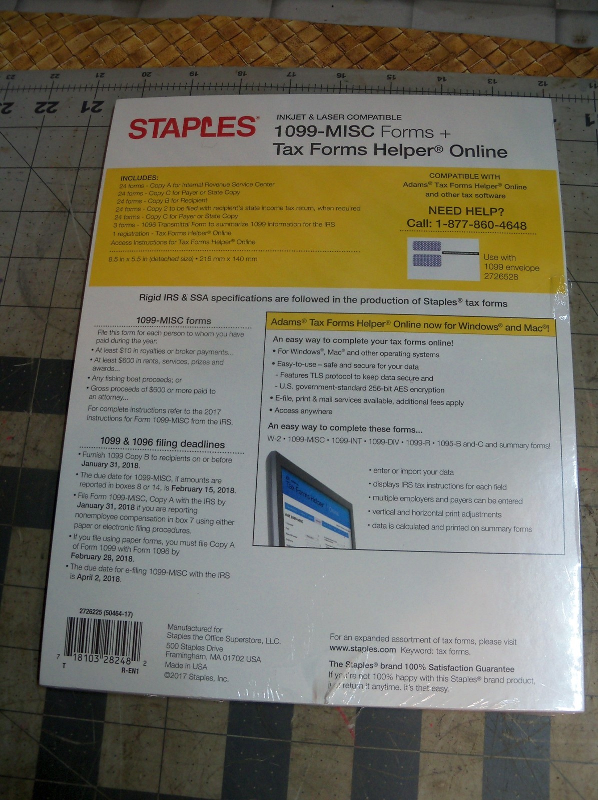 Staples 2017 1099-MISC Forms tax form helper Online 24 5 piece sets PC / Mac USA