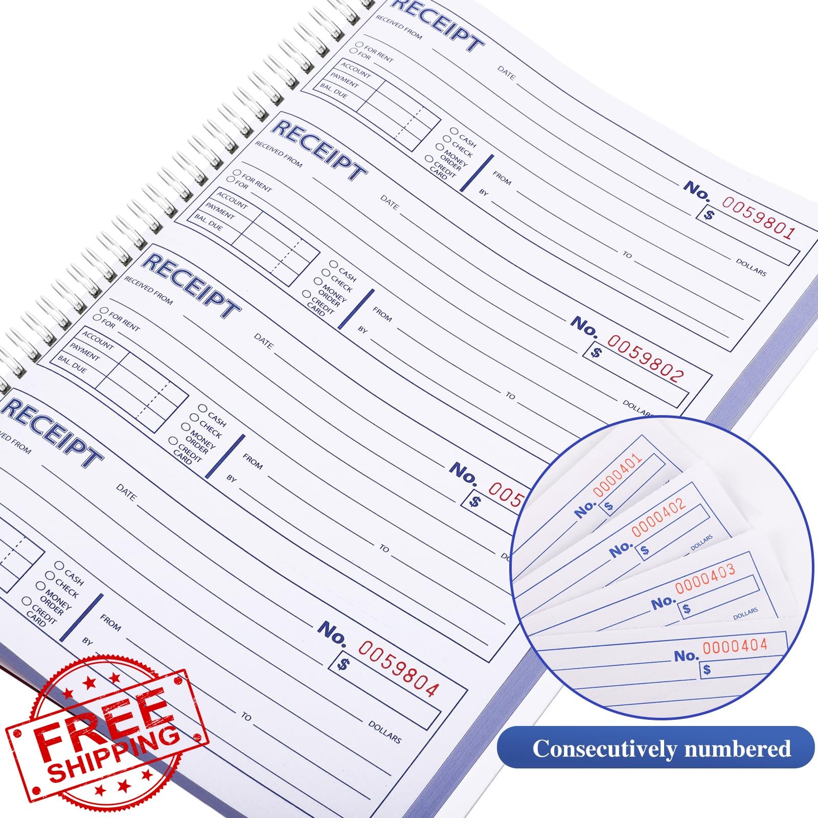 WSICSE Receipt Books 200 Sets White Yellow