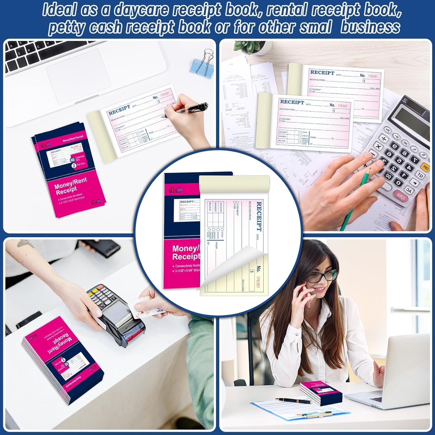 20 Packs Money and Rent Receipt Book, 3-11/32″ x 5-5/8″ Rent Receipt Books,