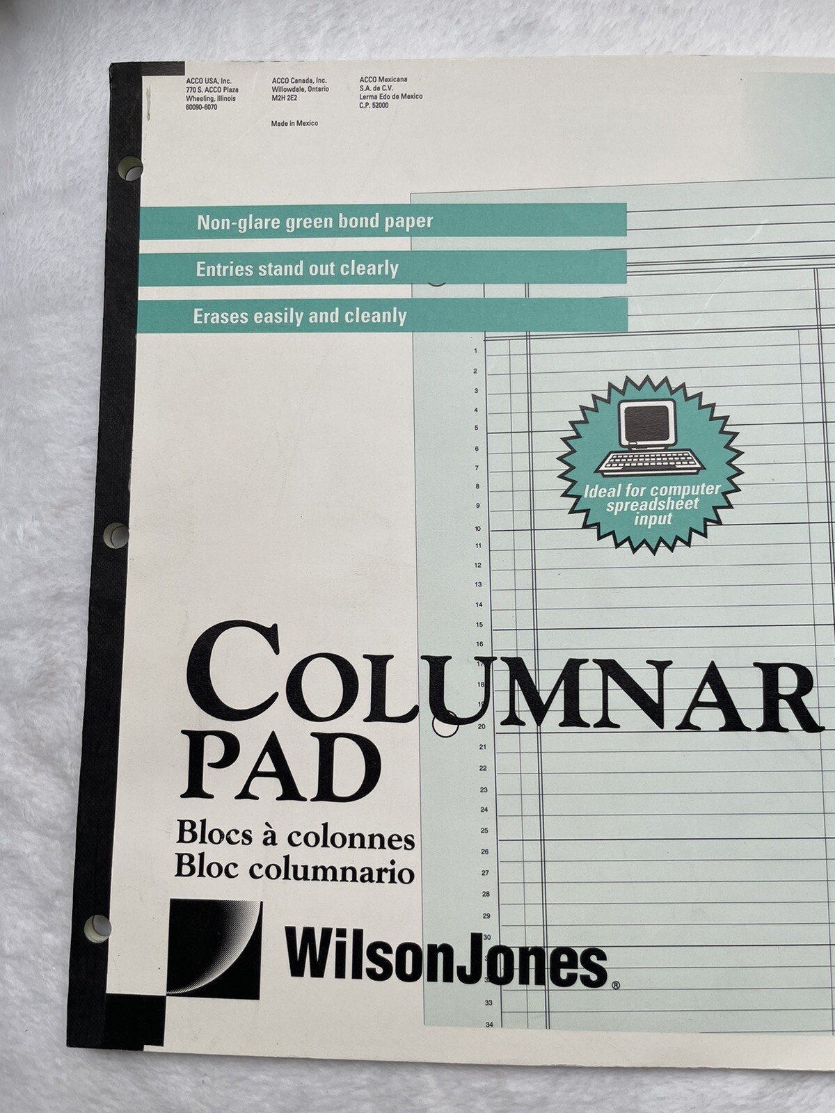 Wilson Jones Columnar Pad, Columnwrite, 11″ X 16 3/8 , 13 Columns, 50 Sheets
