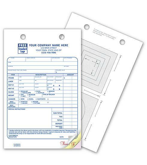 250 Picture Framing Register Forms – 3 Part Large Classic / Nebs Deluxe No.615