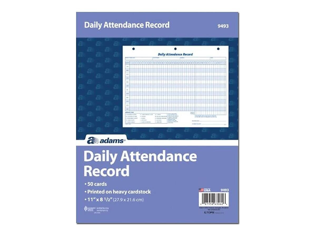 50 Pack Daily Attendance Record Sheets Employee Schedule Tracker 11 x 8.5 Inches