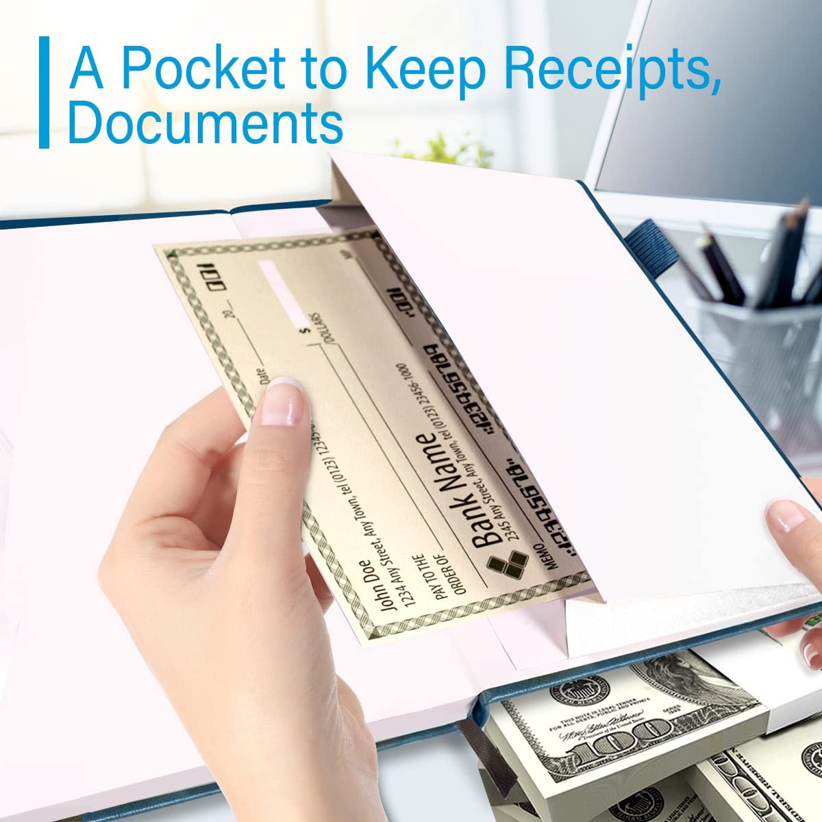 Personal Checkbook Registers Medium Size Blue Checkbook Register with Check