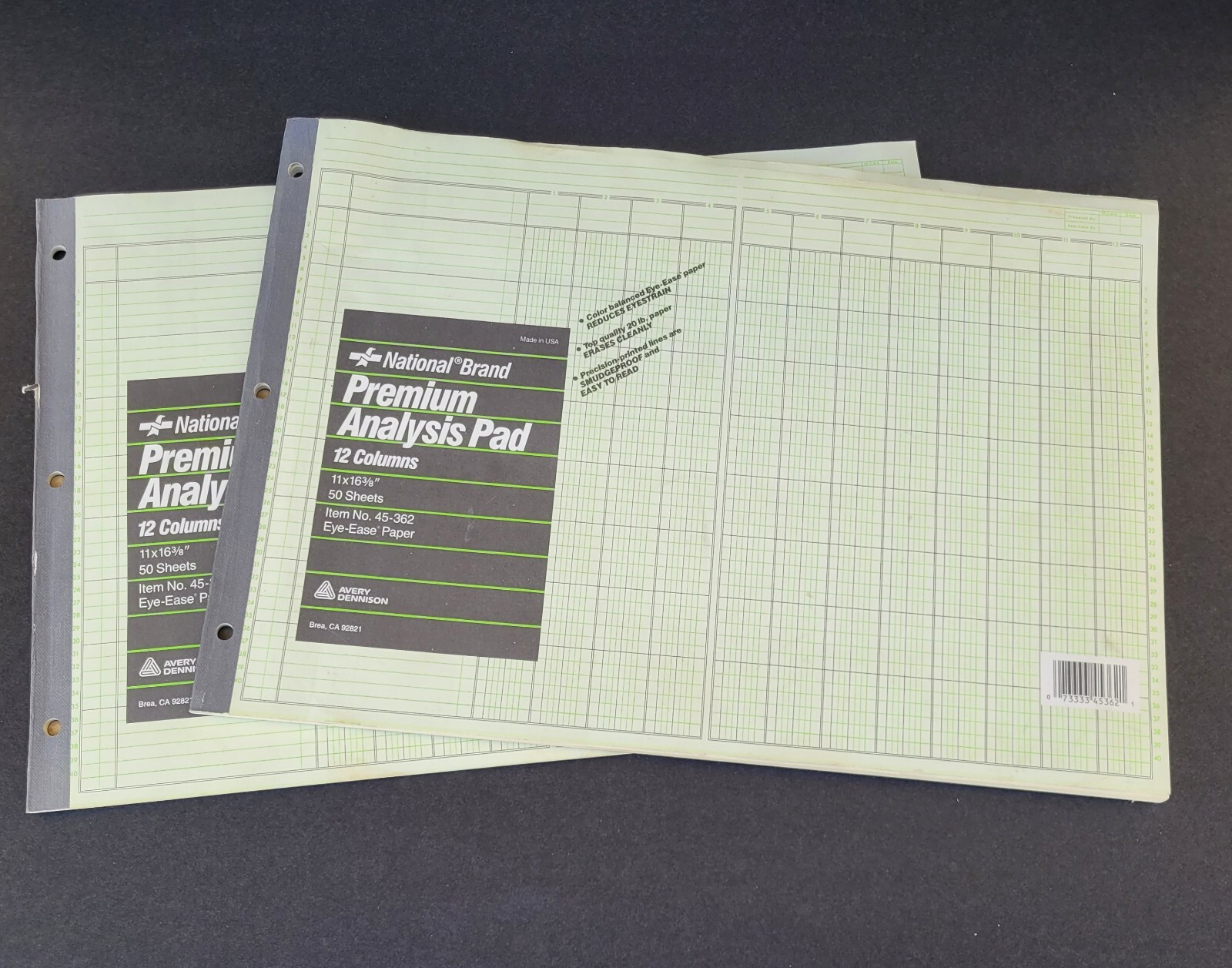National Brand 2 Premium Analysis Pads 12 Columns 45-362 11X16 50 Sheet READ Vtg