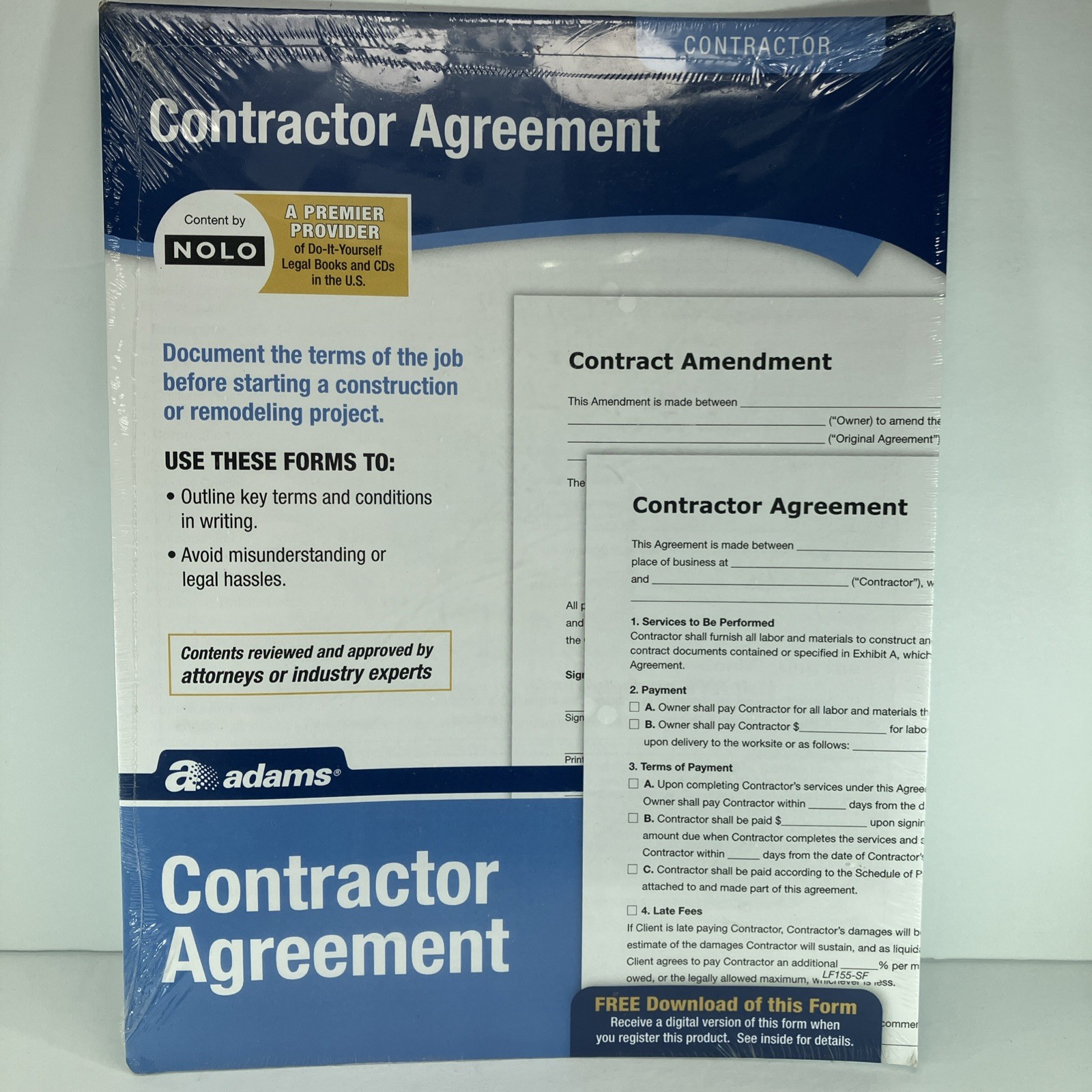 Adams Employee Contractor Agreement Content by Nolo LF155 – SB / 0221- 0515