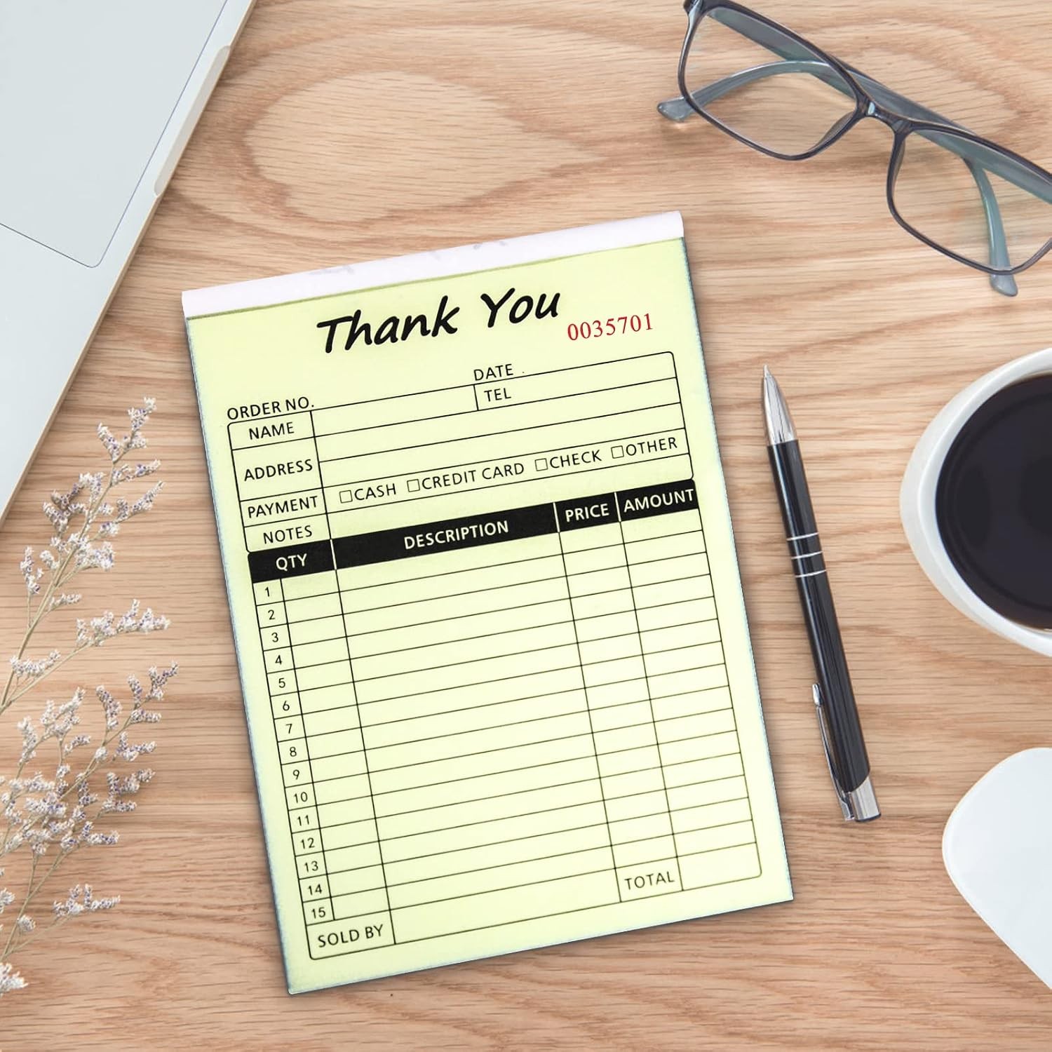 Carbonless 2 Part Receipt Book Order Forms for Small Business Receipt Books