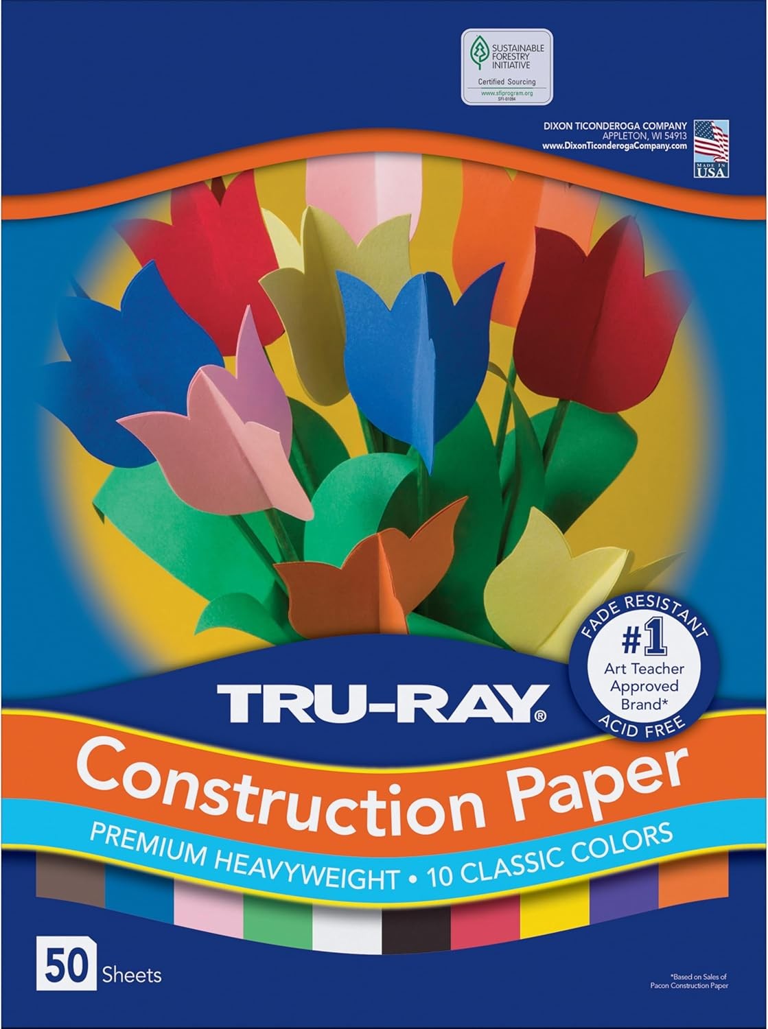 ® Construction Paper, 50% Recycled, Assorted Colors, 12″ x 18″, Pack Of 50