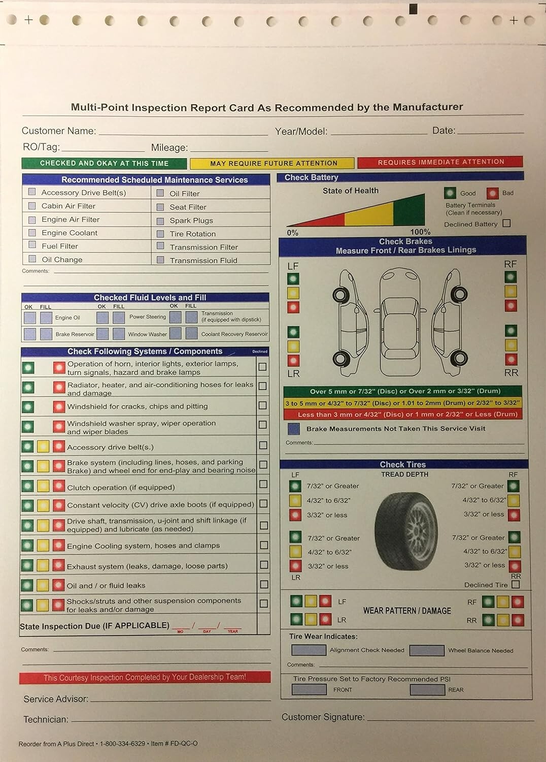 Versatile Vehicle Inspection: 2-Part Carbonless Forms for Any Make – Pack of 250