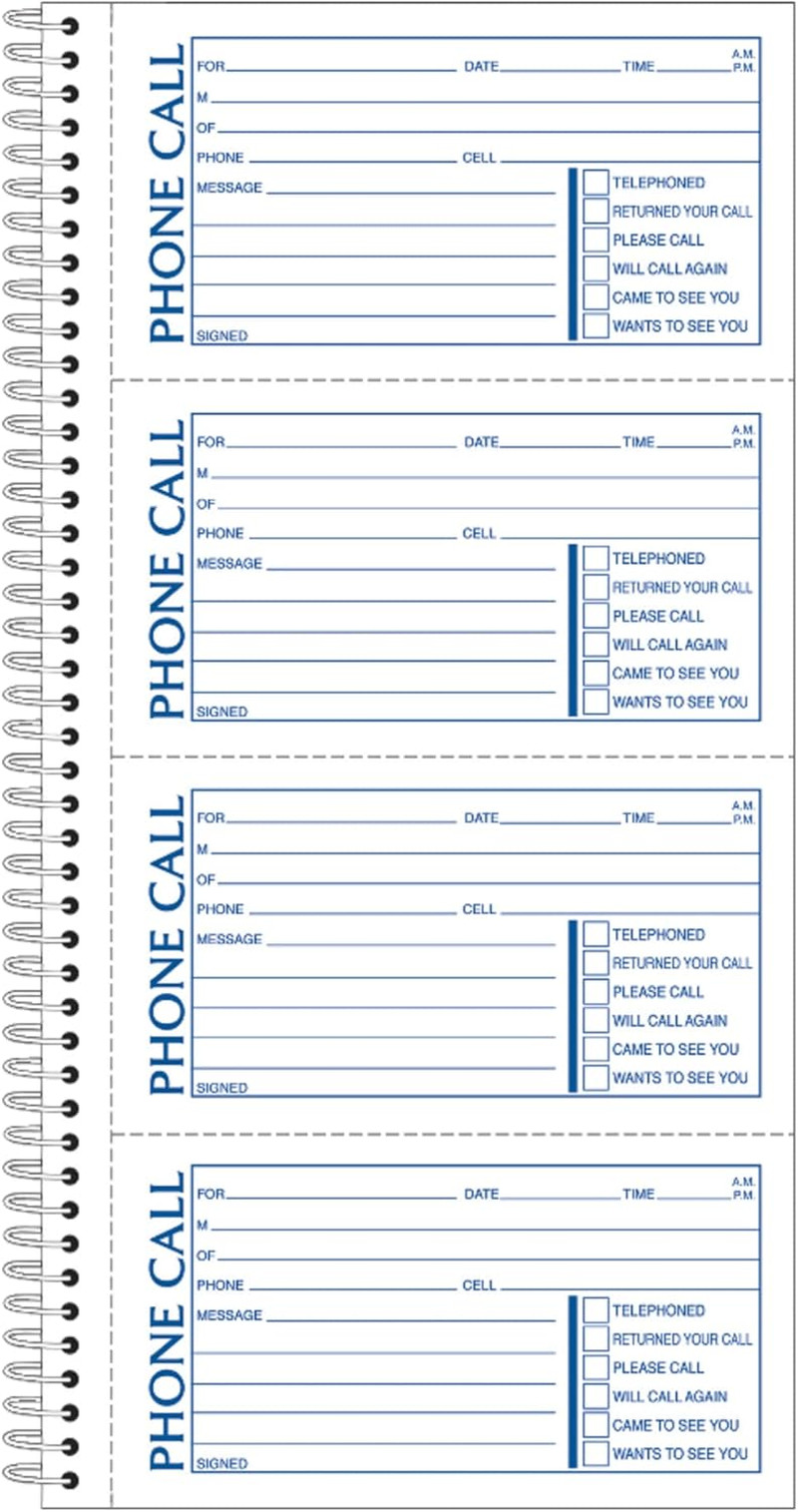 Message Book/Phone Call, Carbonless Duplicate, 5.50 X 11 Inches, 400 Sets per Bo