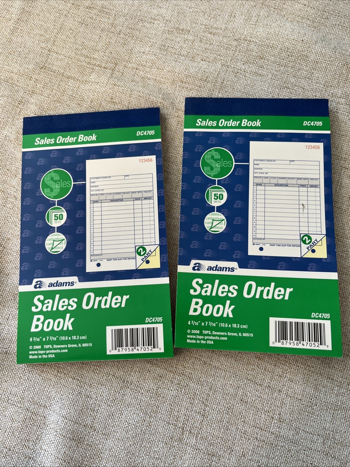 Adams Sales Order Books, Carbonless, 4-3/16 X 7-3/16 , (2) New & (4) Partial