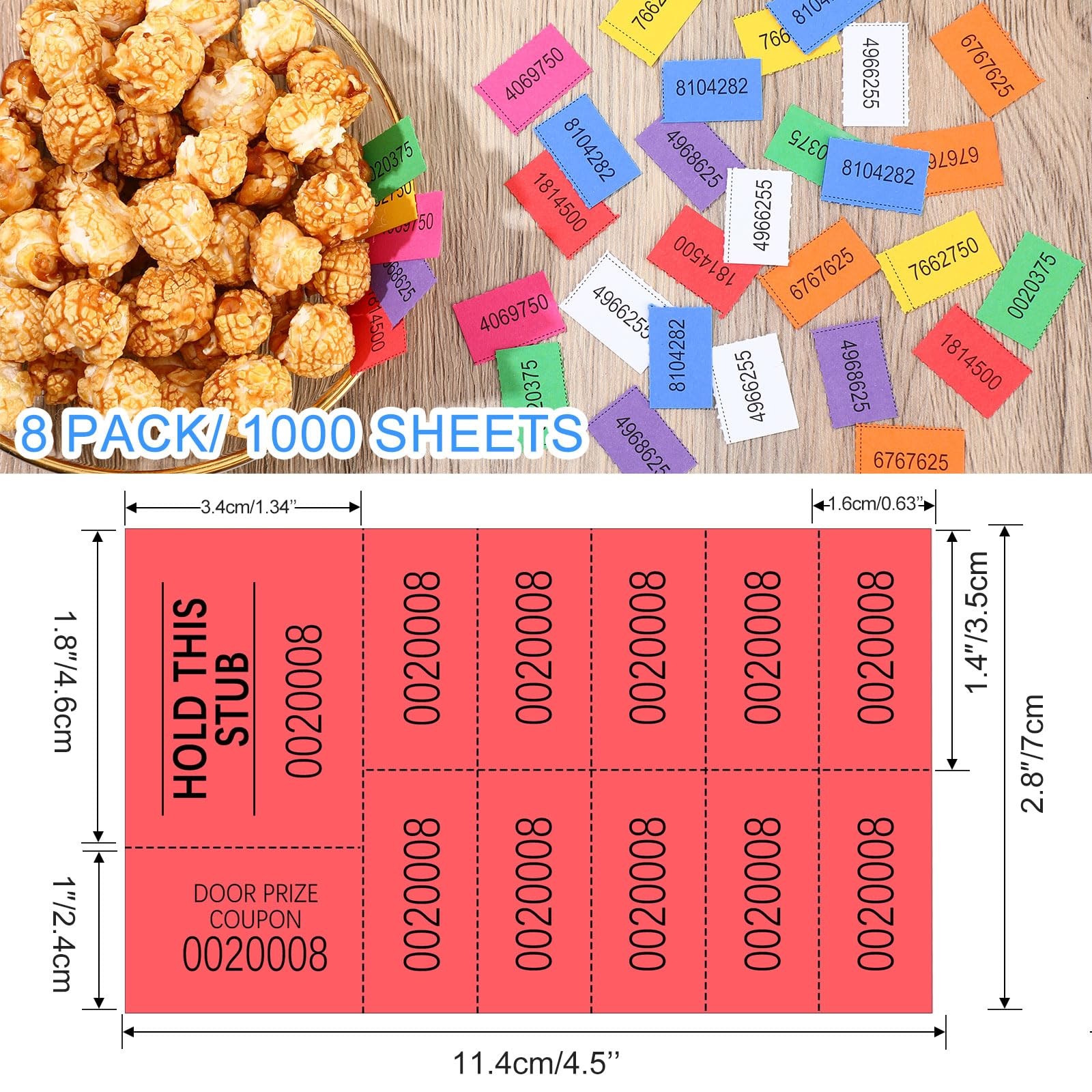 Kosiz 1000 Sheets Raffle Tickets with 10 Bid Numbers Per Sheet Dark Color