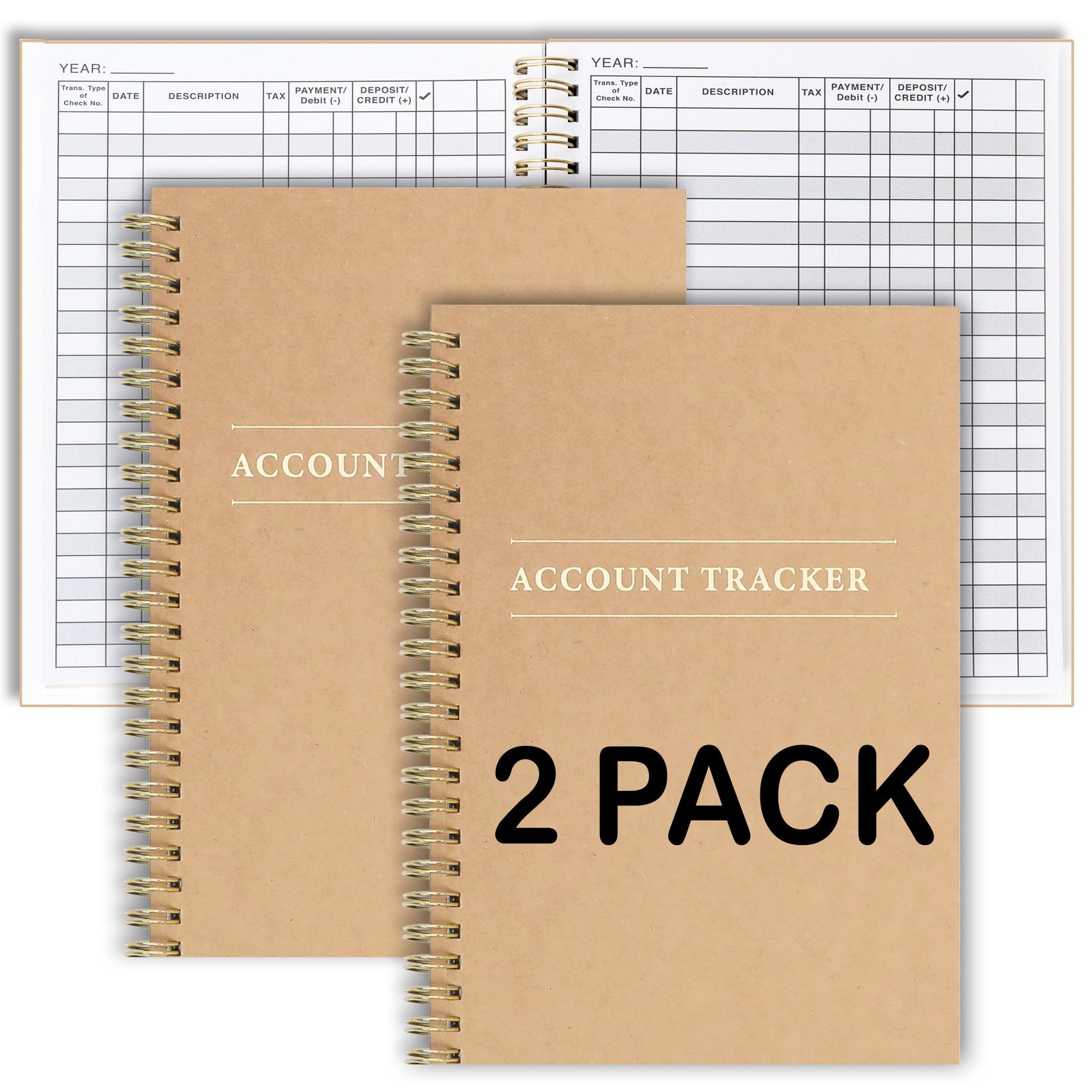 2 Pack Accounting Ledger Books for Home Budget Tracking, Business 2-PACK