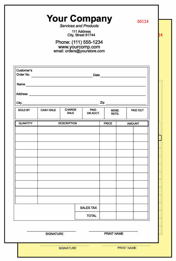 500 Numbered 2-part Quality Carbonless NCR Forms – Sales Receipts – Invoices