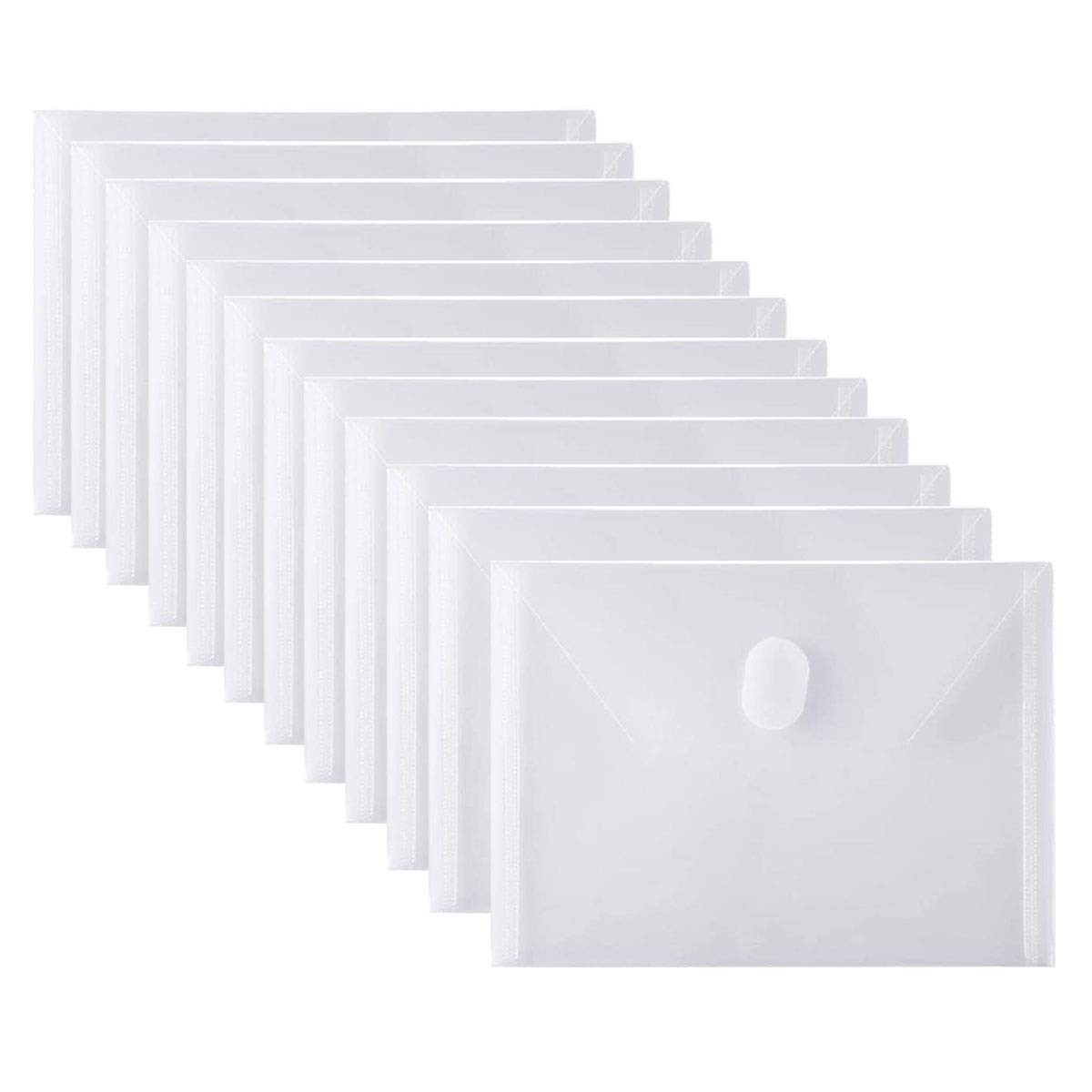 PLESIU Tatane 12 Packs Clear Plastic Small Envelope 5.5×7.5inch, Clear-12pcs