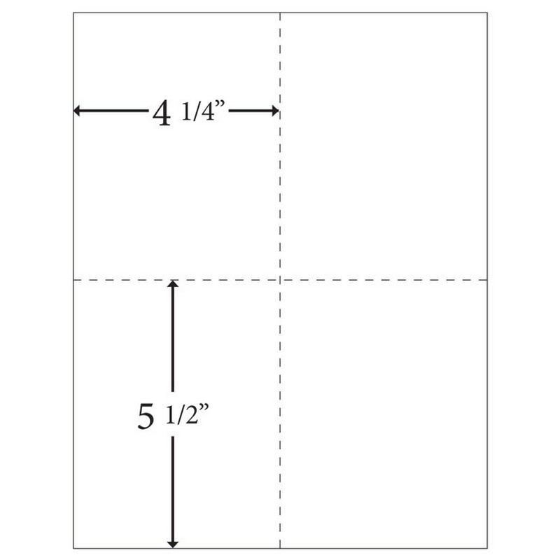 8-1/2″ x 11″ Laser Cut Sheet, 20# White Stock Vertical Perf 4-1/4″ Horizontal