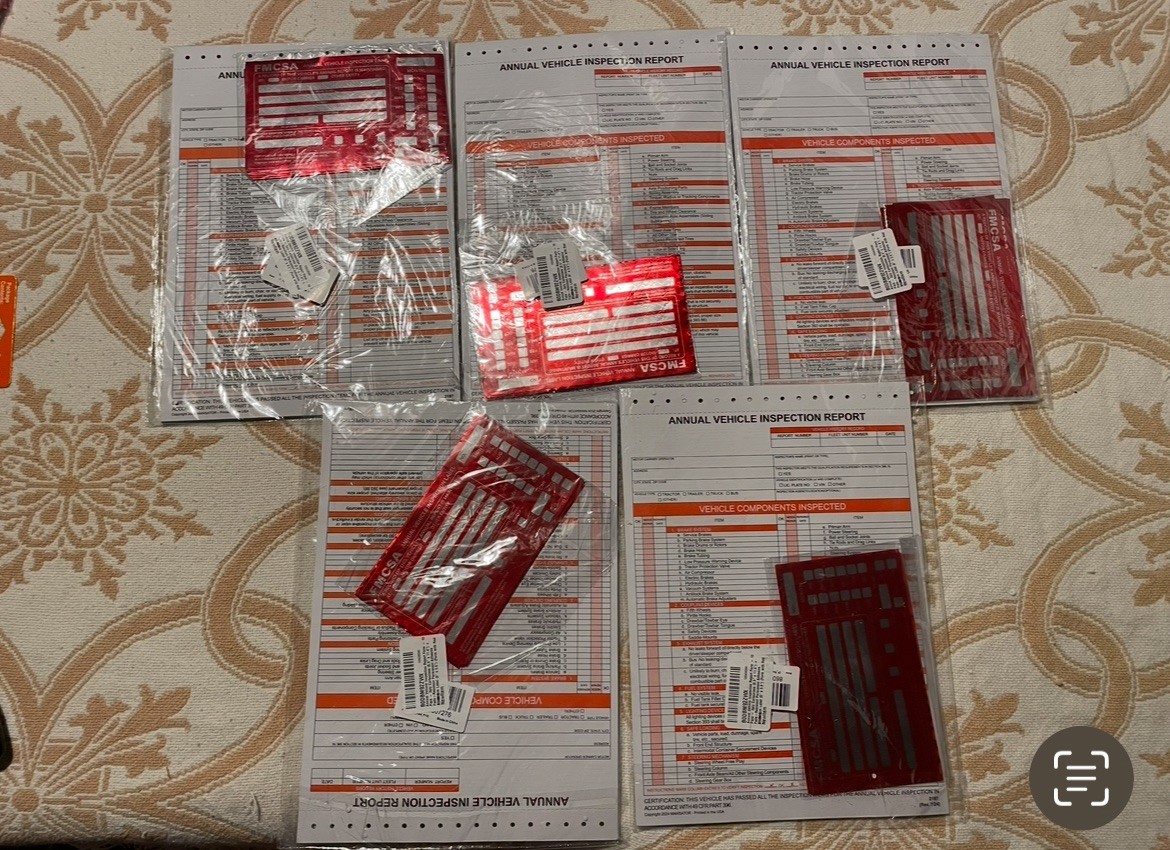Annual Vehicle Inspection Report Sheets 5 Packs