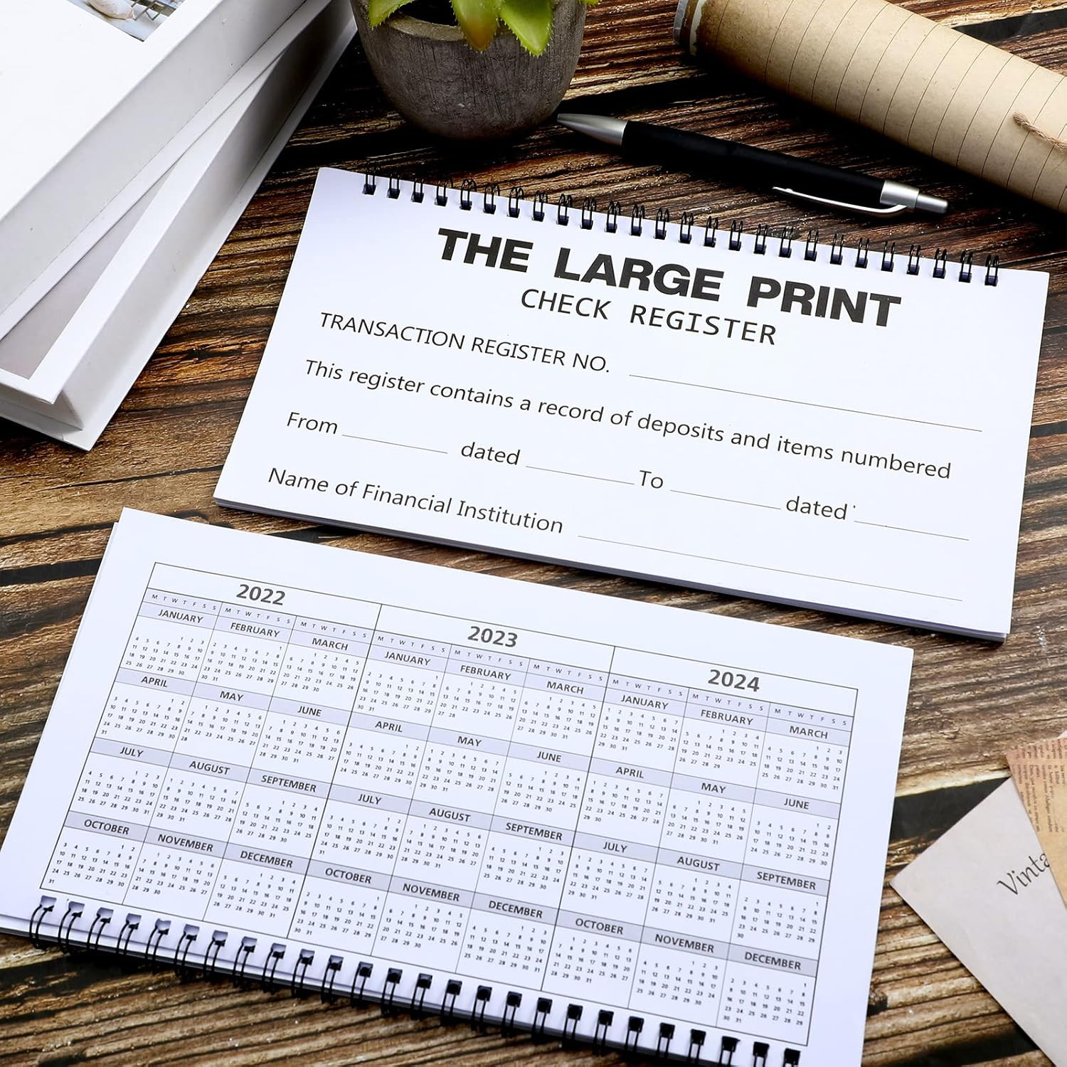 2 Set Totally 50 Sheets Check Registers for Personal Checkbook Large Print Low V