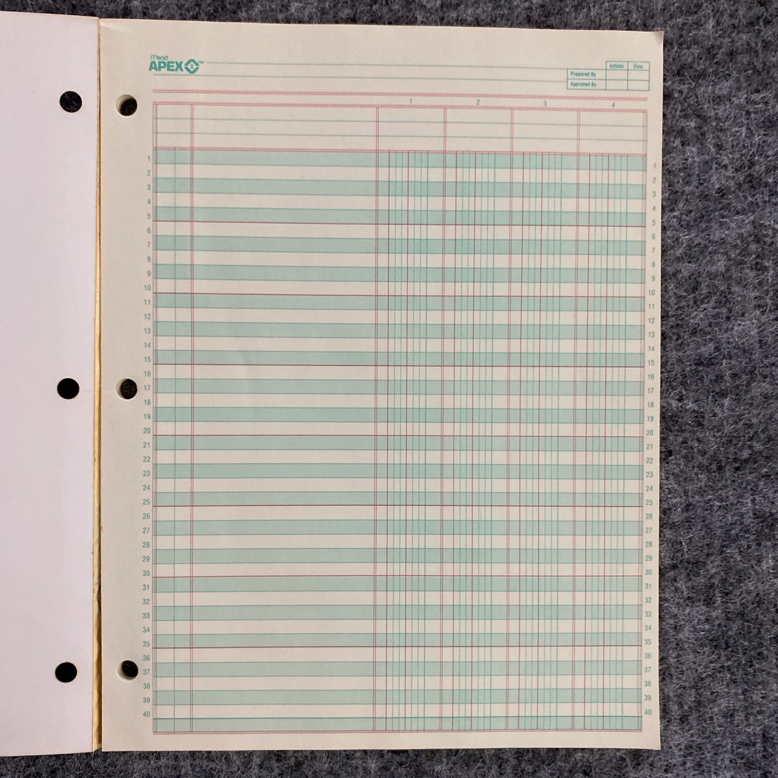 Vintage 1988 Mead Apex 4 Columnar Accounting Pad 45 Of 50 Pages Model 58240