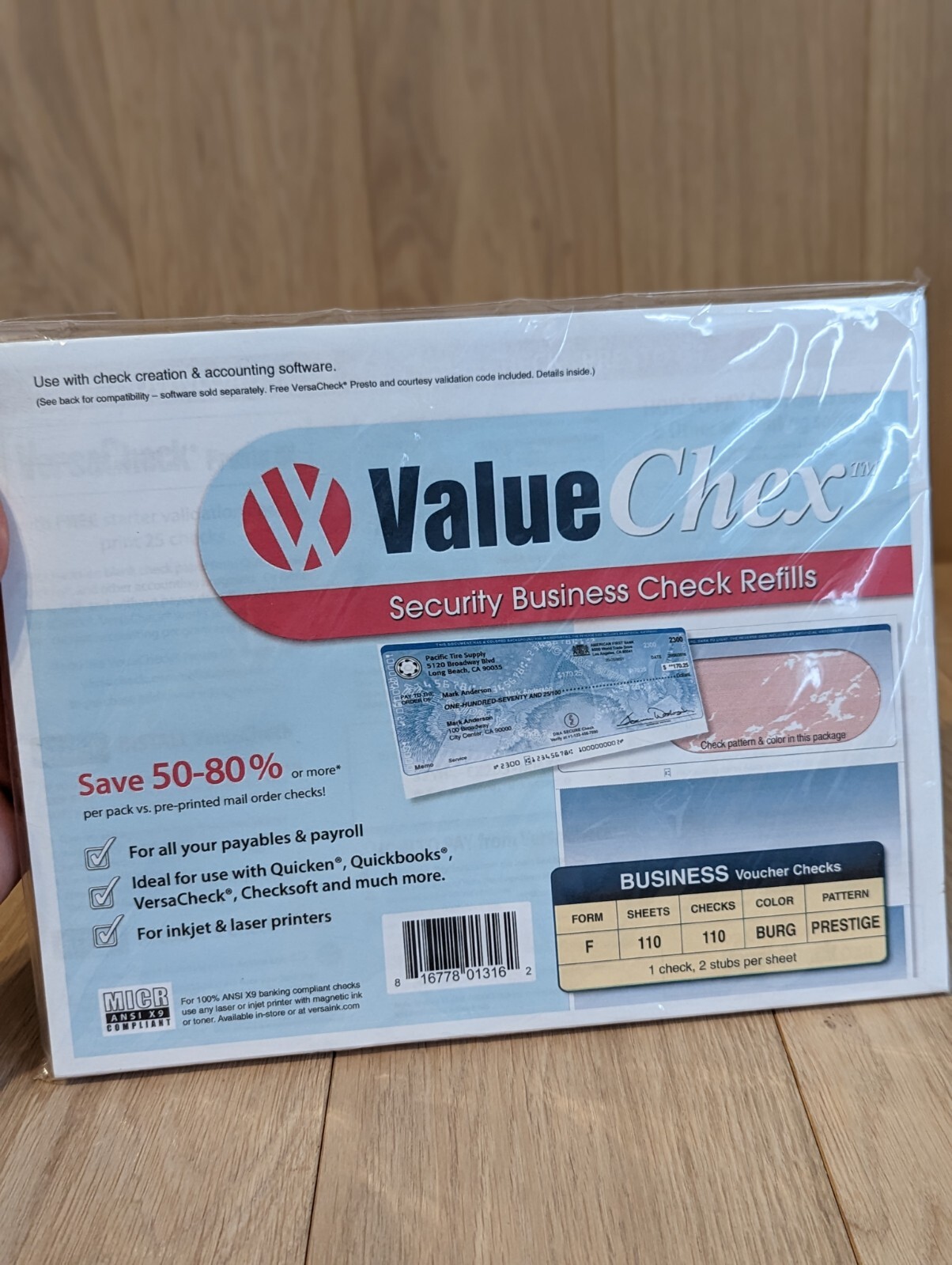 VersaCheck ValueChex – 110 Blank Business Voucher Checks – Burgundy Prestige…