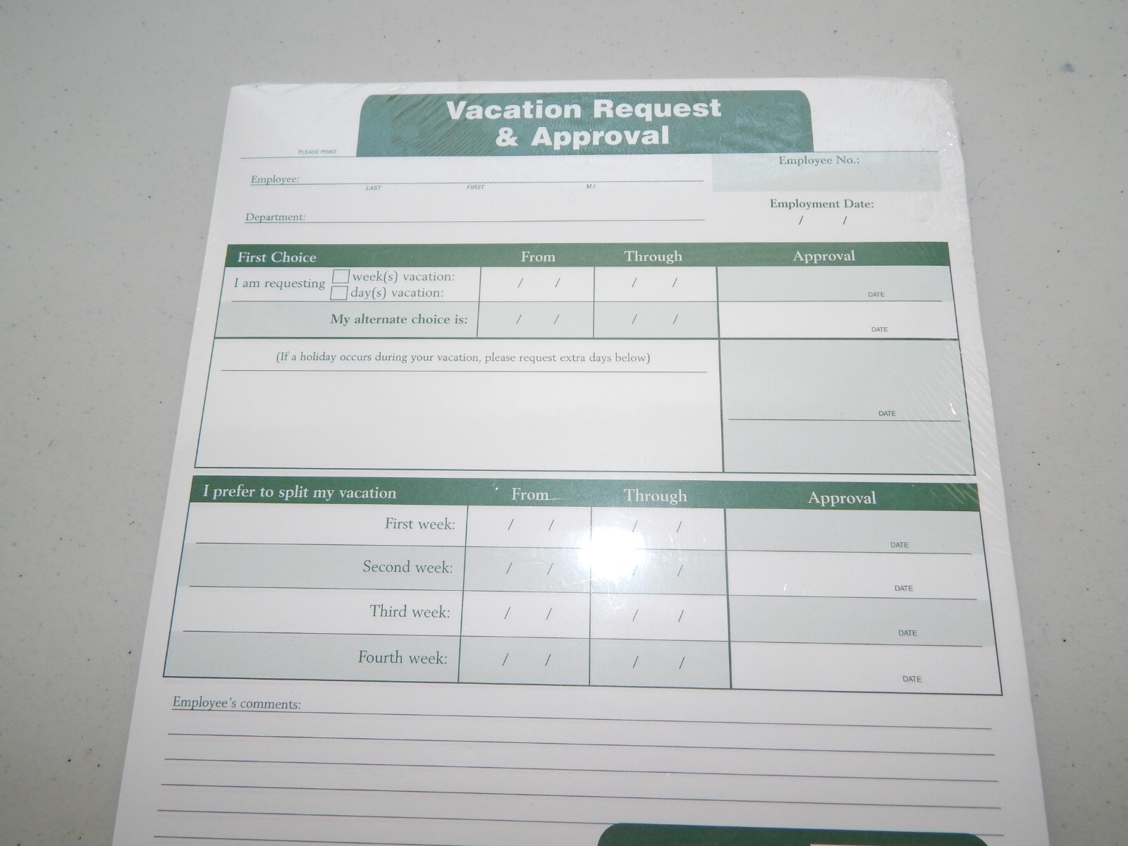 E-Z Products Vacation Request & Approval Forms 8-1/2″ x 11″ 50 Sheets FREE SHIP