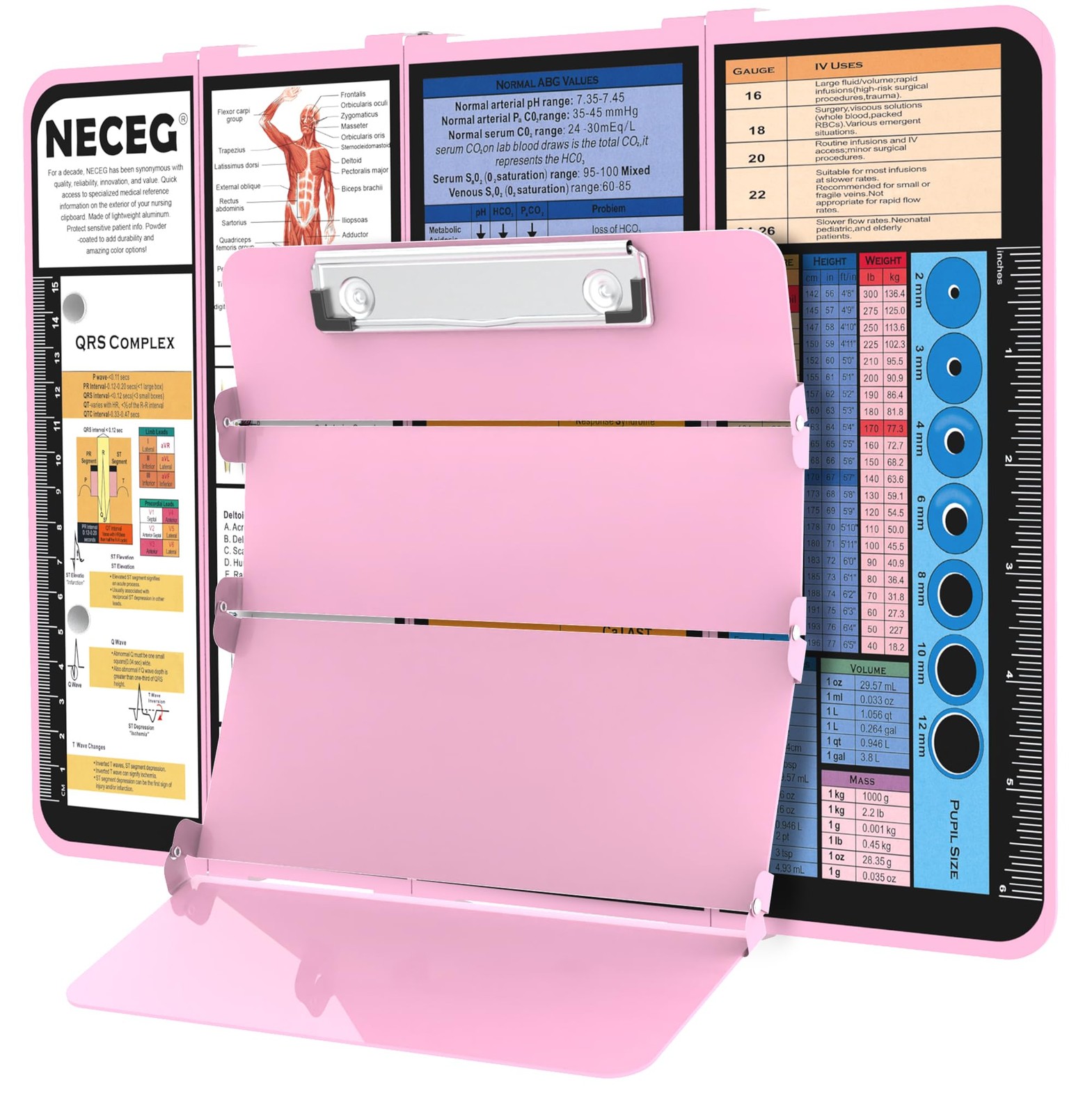 Nursing Clipboard Foldable-4 Layers Aluminum Nurse Foldable Baby Pink