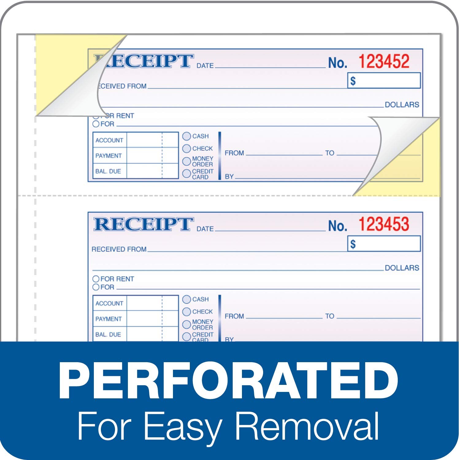 Money/Rent Receipt Book, 3-Part, Carbonless, 11 x 7-5/8 Inches, 4 Receipts/Pa…