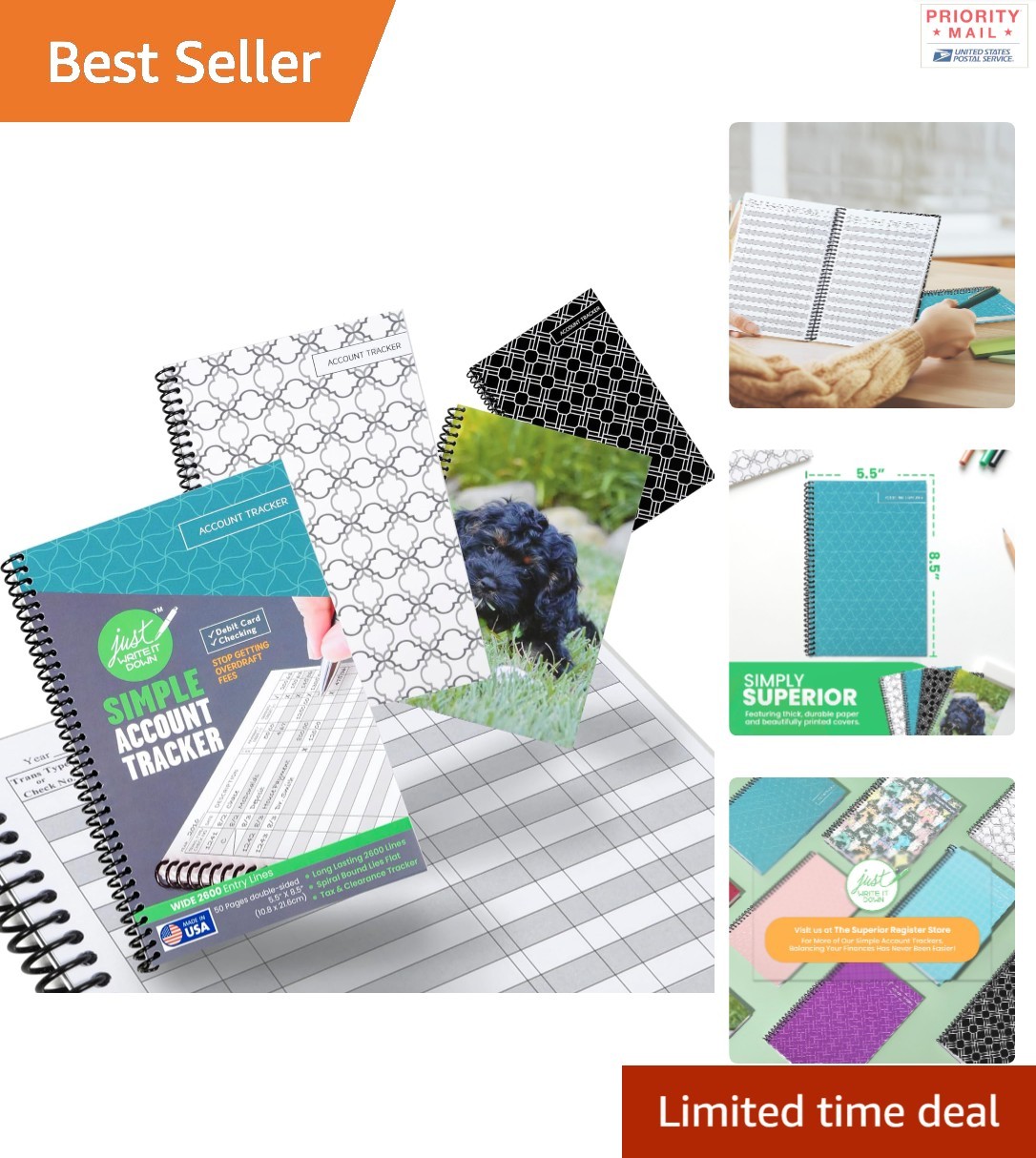 Standard Edition Check Book Register & Debit Card Ledger Notebook 4 Pack Variety