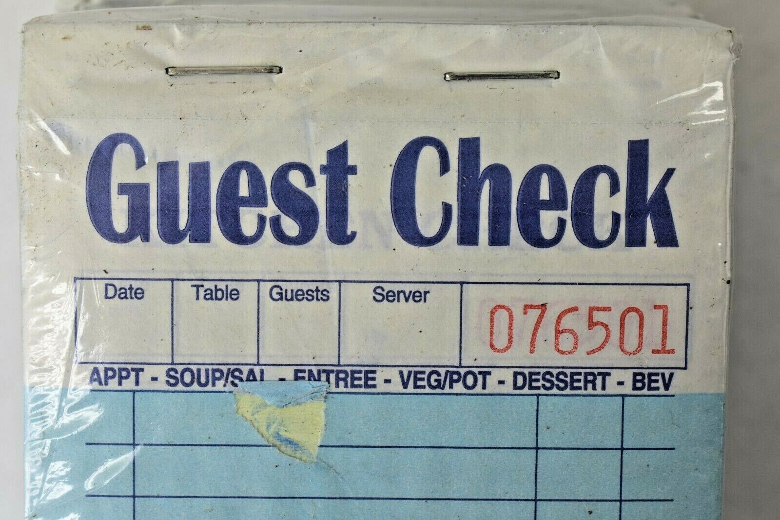 Pack Of 10 Guest Check Book GC7000-2 Carbonless Duplicate 2 Part 3.4″ x 6.75″